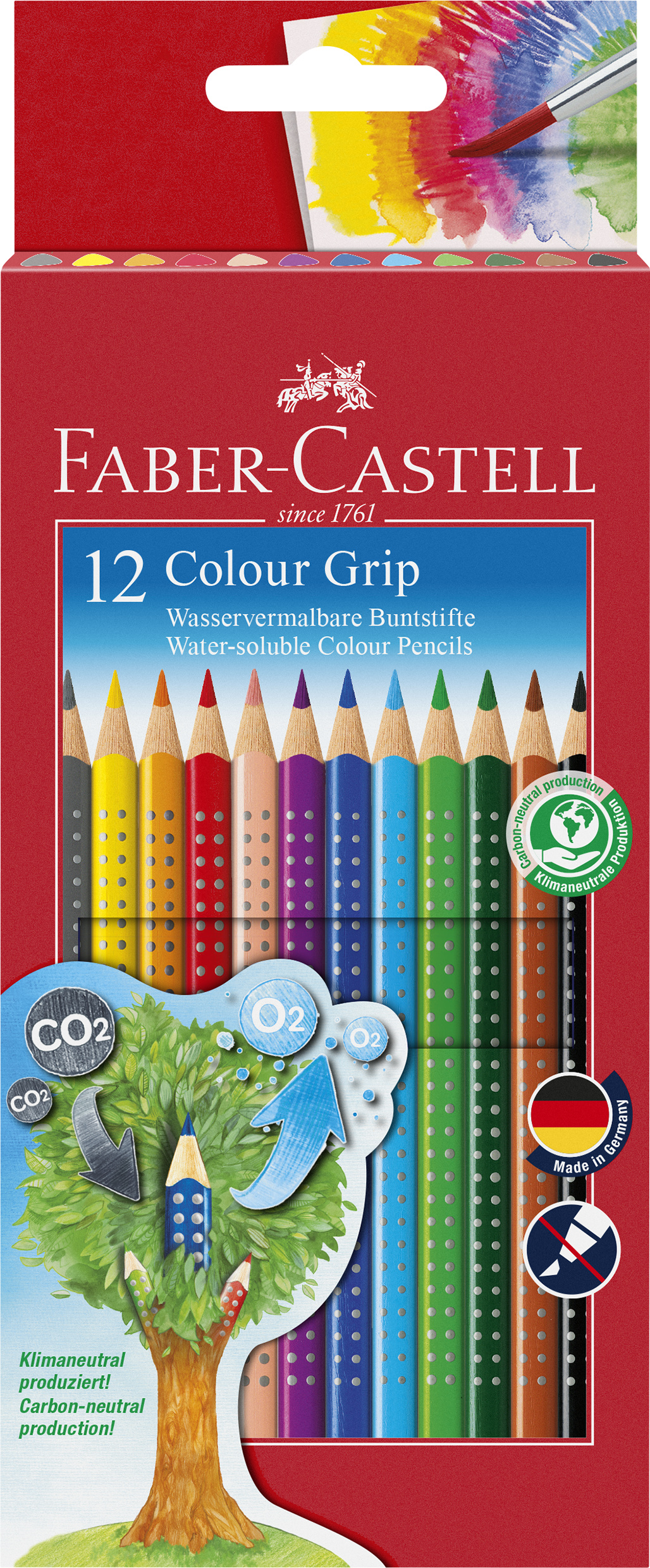 Faber-Castell Buntstift Colour GRIP - 12 Farben, Kartonetui