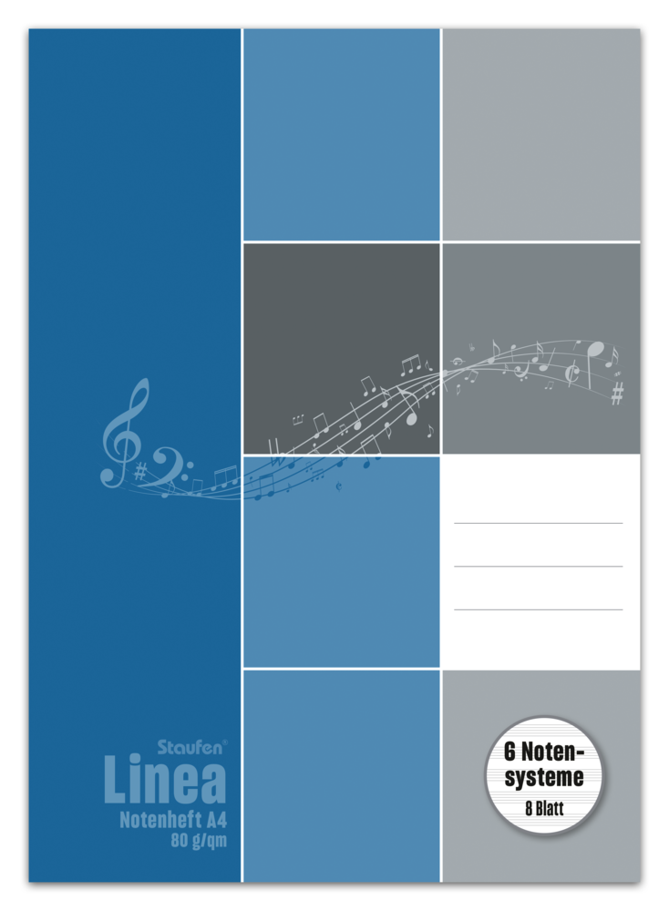 Notenheft DIN A4 8 Blatt 12 Notensysteme Linea