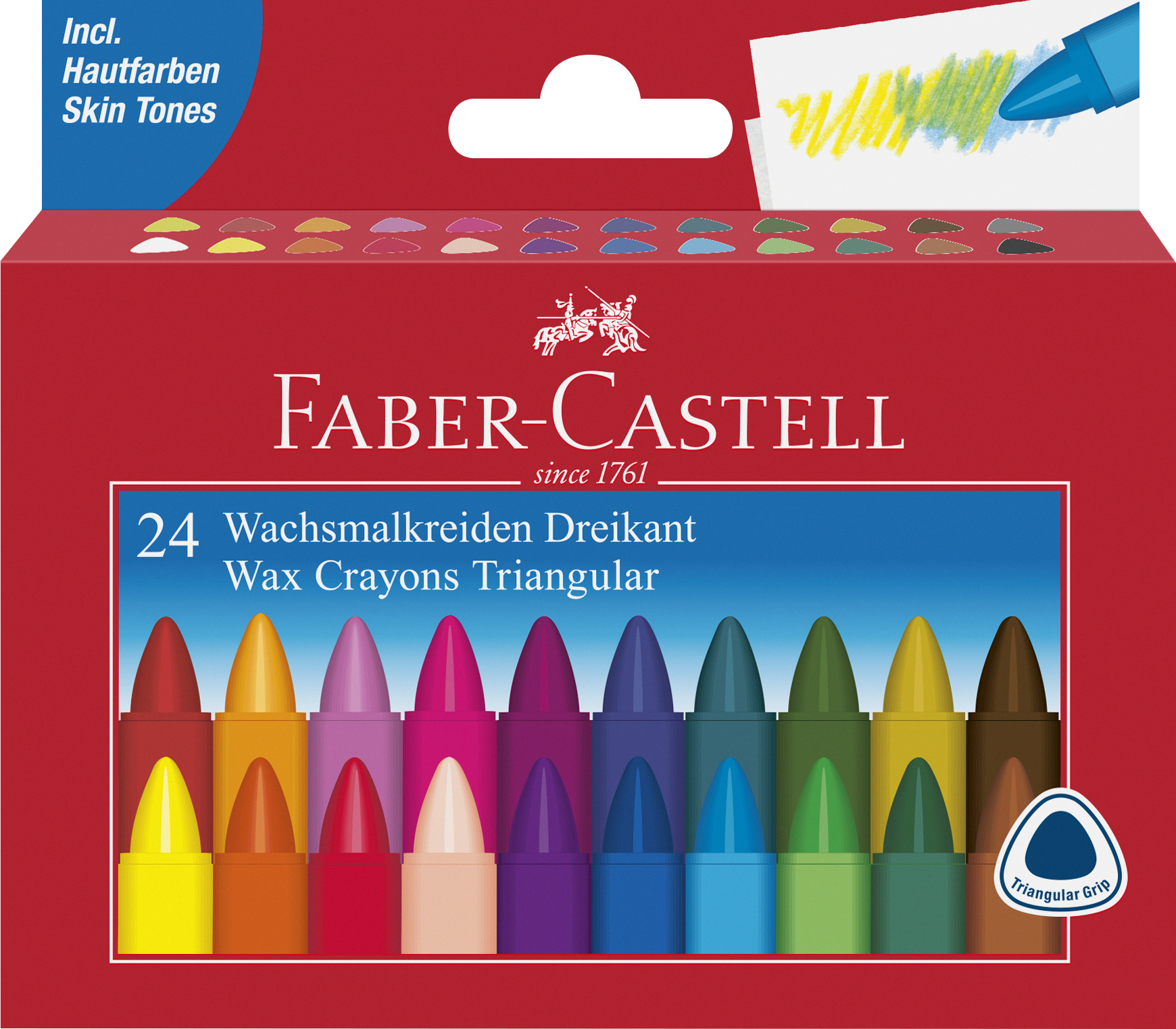 Faber-Castell Dreikant Wachsmalkreide Kartonetui, 24-teilig