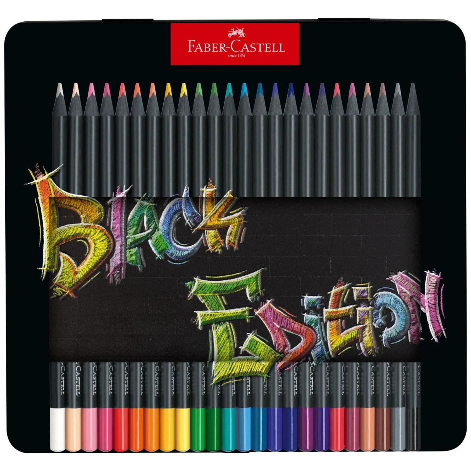 Faber-Castell Black Edition Metalletui, 24 Buntstifte