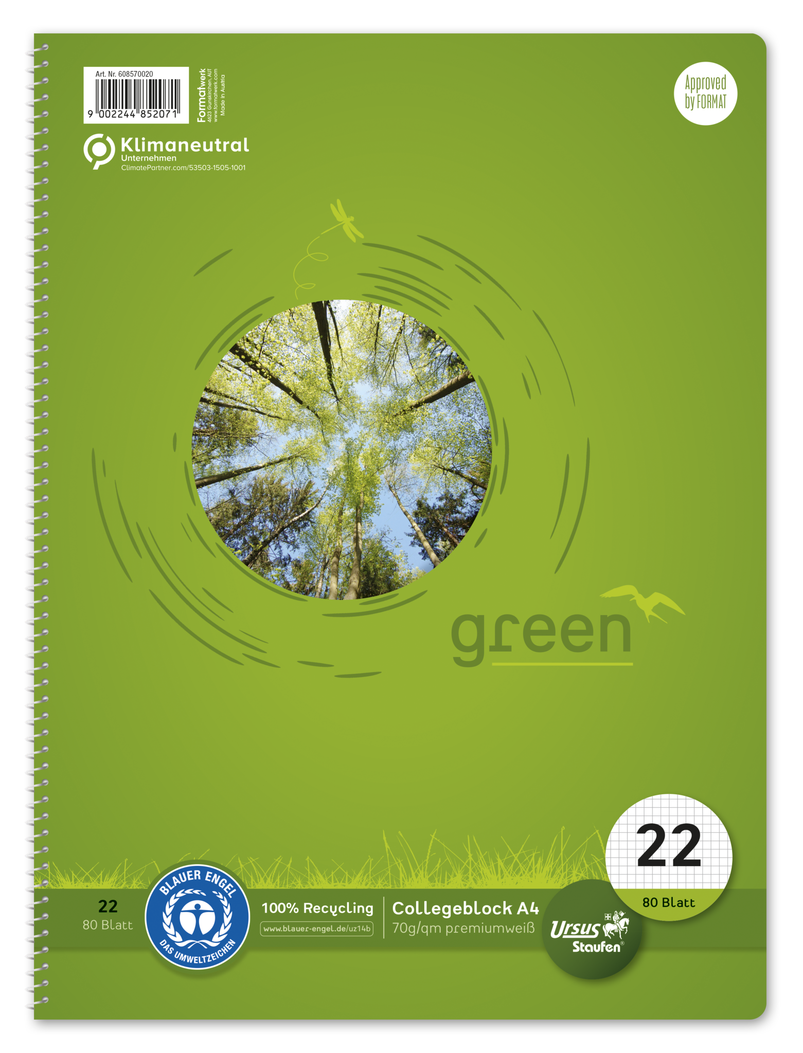 STAUFEN GREEN Collegeblock A4 80 Blatt - Lineatur 22