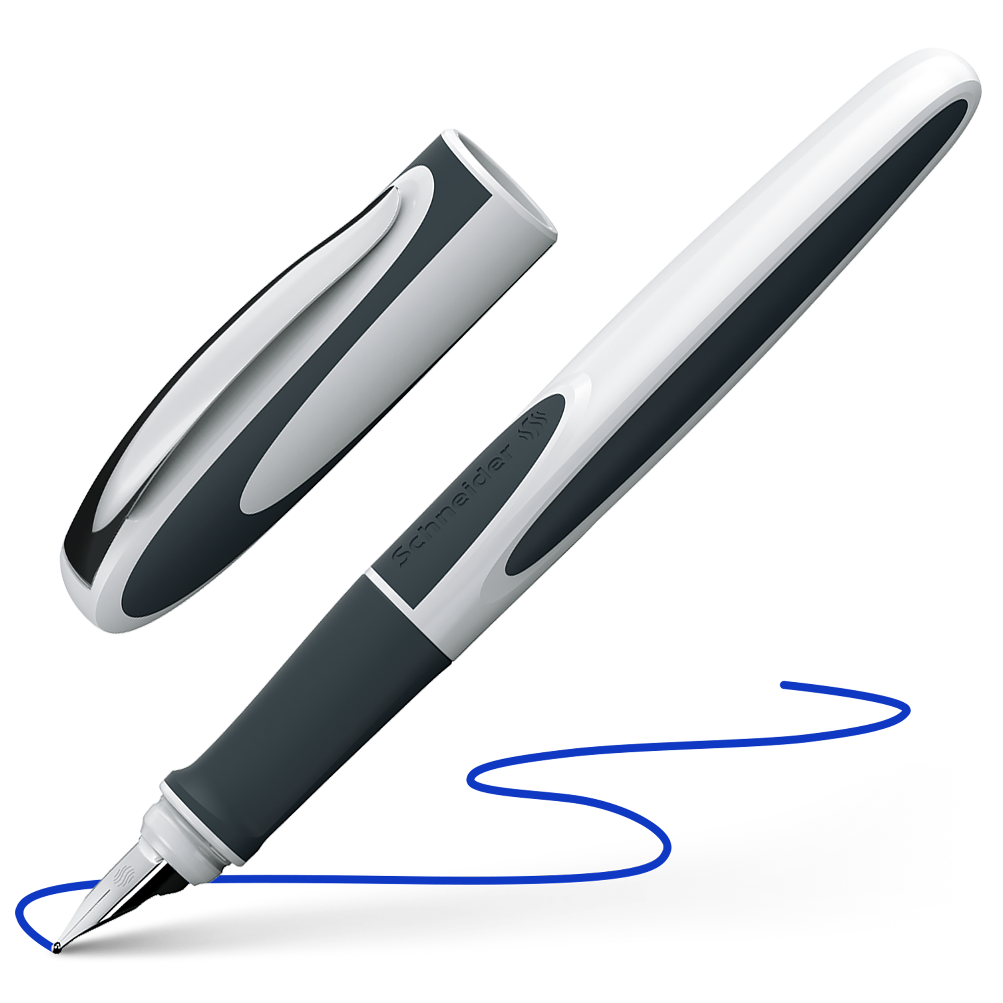 Schneider Füller Ray - Rechtshänder, Patrone, M, weiß/dunkelgrau