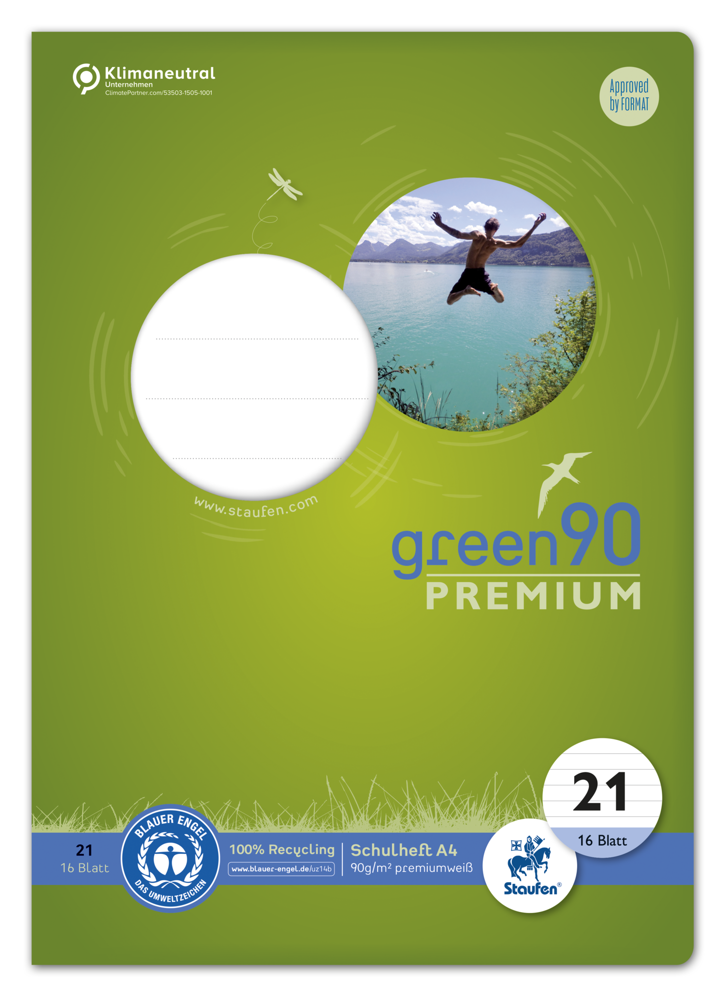 STAUFEN GREEN Schulheft A4 16 Blatt - Lineatur 21