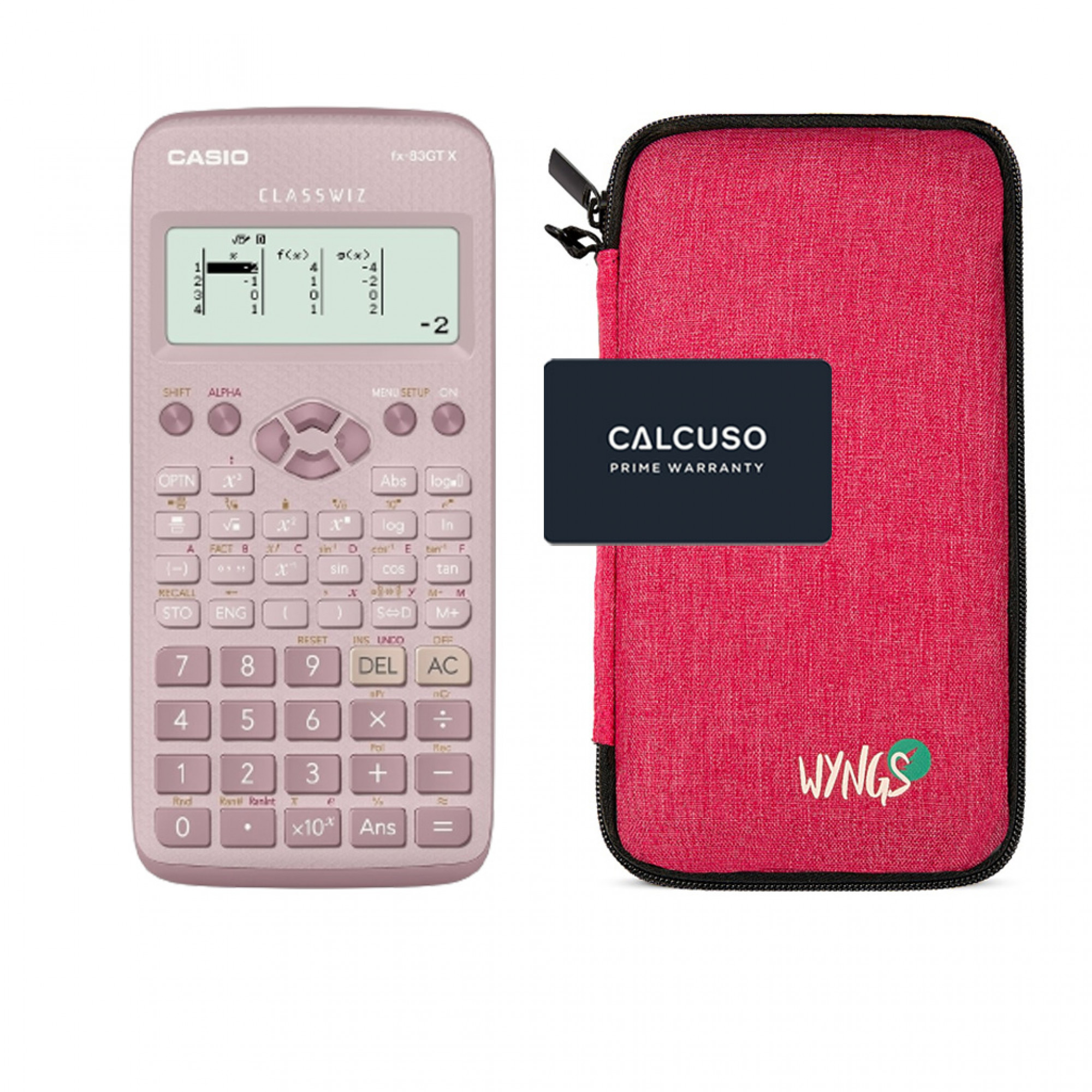 Casio fx-83GT X Pink inkl. WYNGS Schutztasche Pink - Wissenschaftlicher Taschenrechner - Basic Set (Sammelbestellung nicht möglich*)