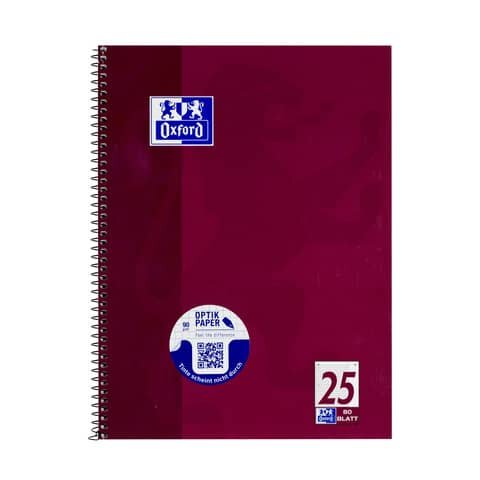 Oxford Collegeblock Schule - 90 g/qm, A4+, liniert/Rand, 80 Blatt