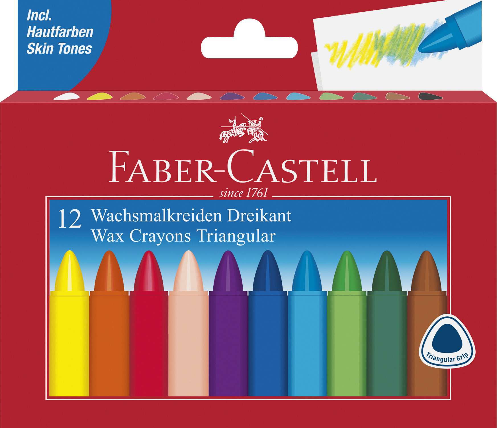 Faber-Castell Wachsmalkreiden - sortiert, 12er Kartonetui