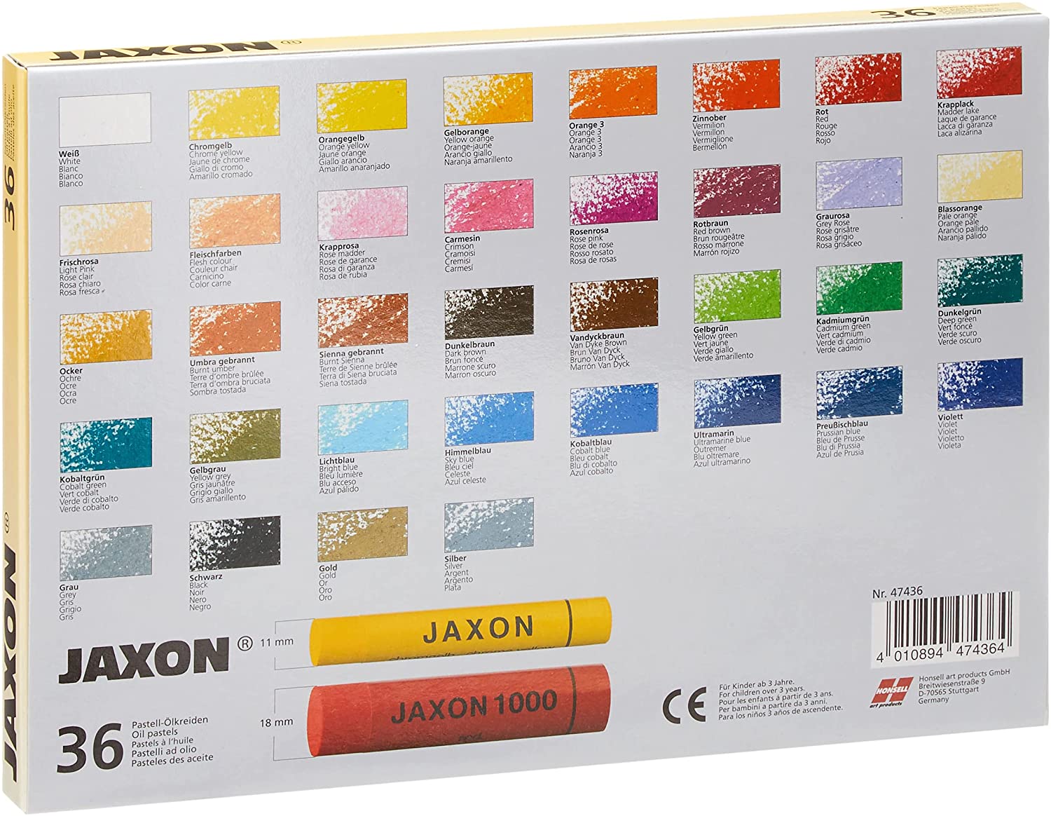 Pastell-Ölkreiden JAXON 47436 36er-Pappschachtel