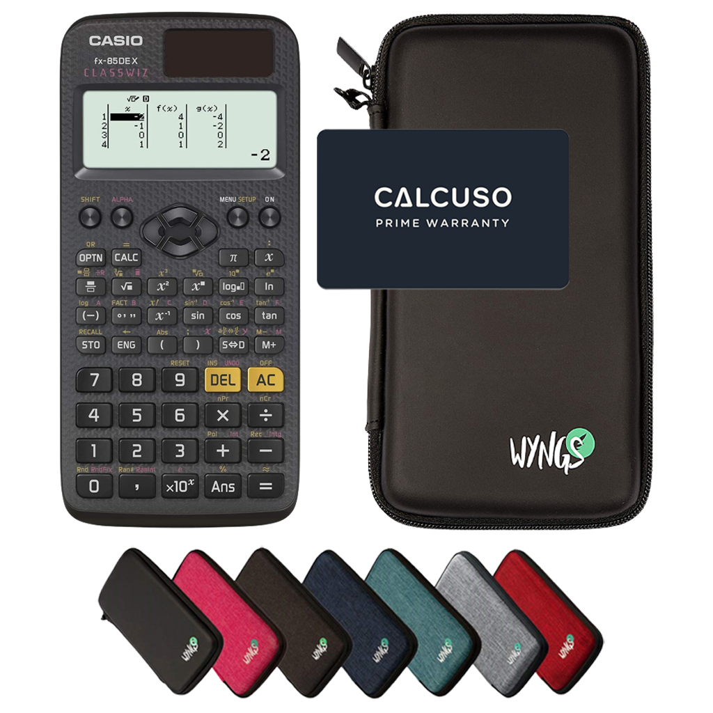 Casio fx-85DE X ClassWiz inkl. WYNGS Schutztasche - Wissenschaftlicher Taschenrechner - Basic Set