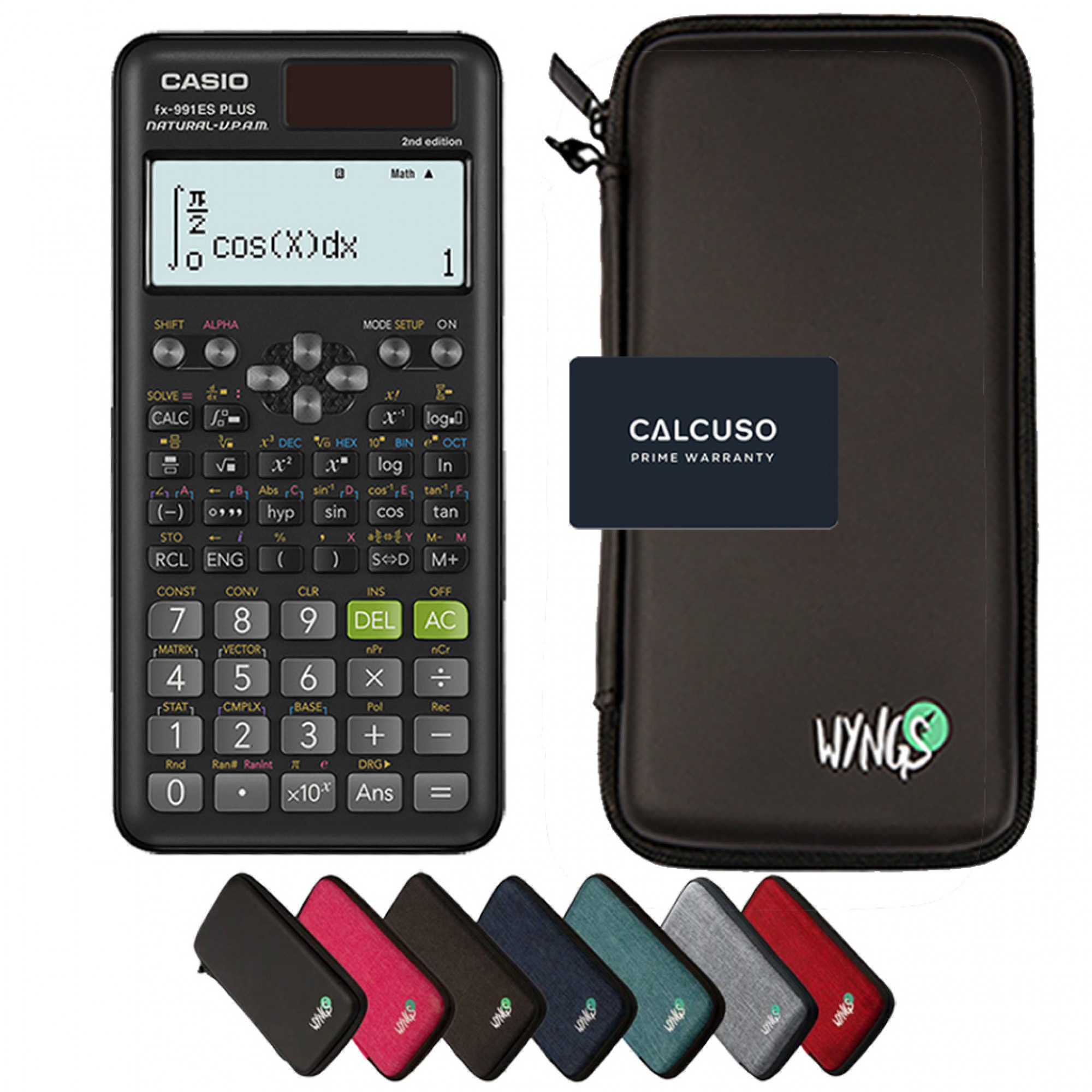 Casio fx-991ES Plus 2nd edition inkl. WYNGS Schutztasche - Wissenschaftlicher Taschenrechner - Basic Set