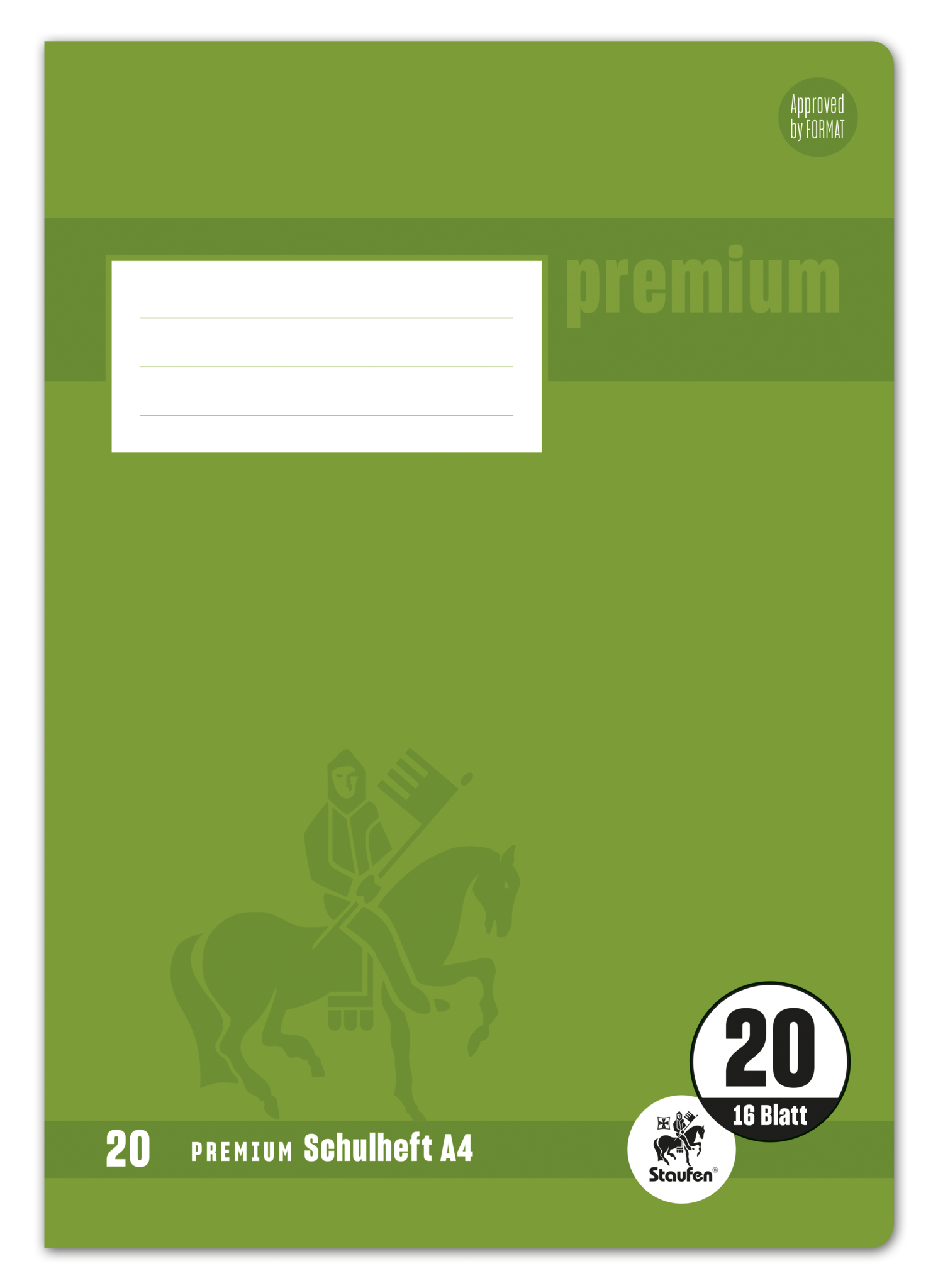 Staufen Premium Heft PREMIUM LIN 20 - A4, 16 Blatt, 90 g/qm, blanko mit PREMIUM Linienblatt