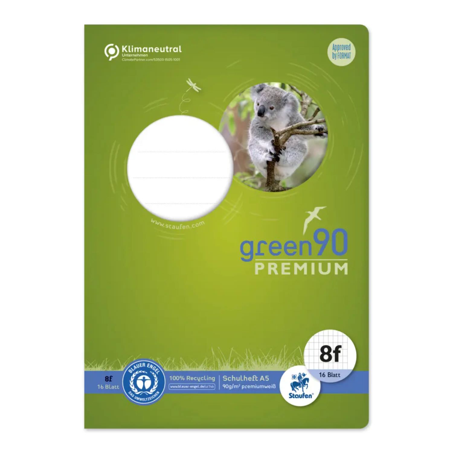 Staufen Premiumheft Recycling A5, Lineatur 8f