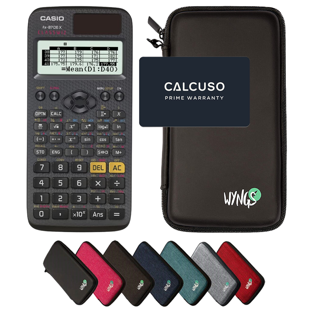 Casio fx-87DE X ClassWiz inkl. WYNGS Schutztasche - Wissenschaftlicher Taschenrechner - Basic Set