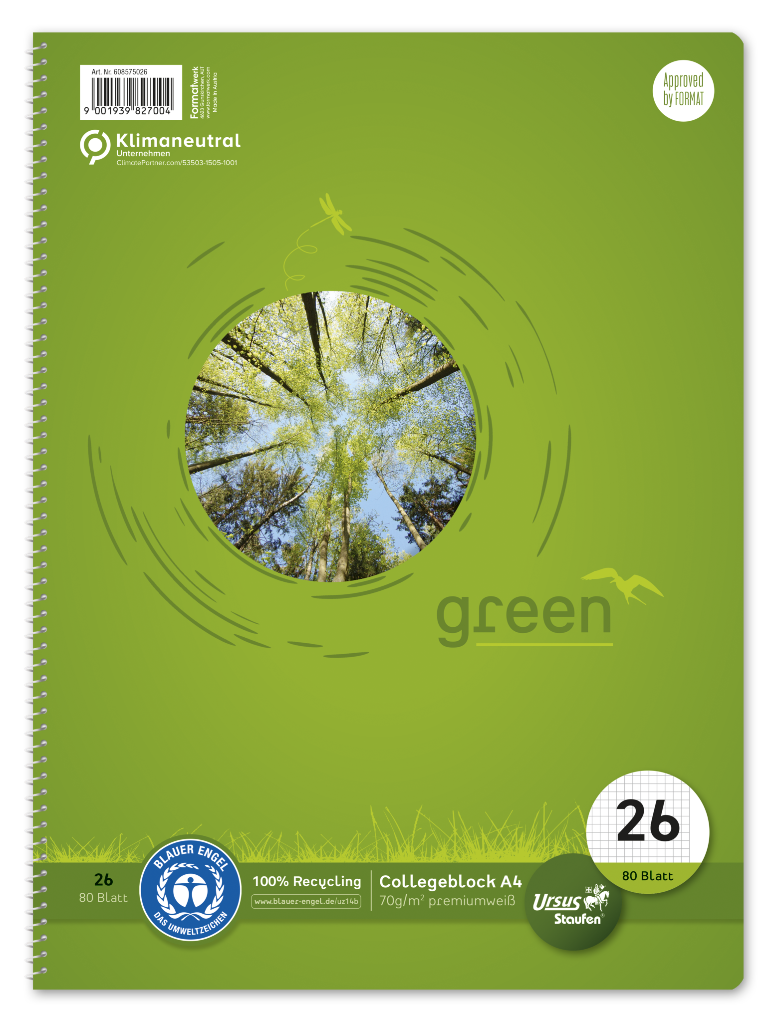 STAUFEN GREEN Collegeblock A4 80 Blatt - Lineatur 26