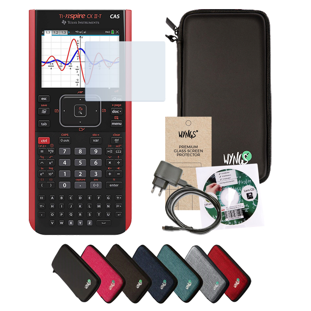 CALCUSO Streberpaket Schwarz mit Grafikrechner TI Nspire CX II-T CAS