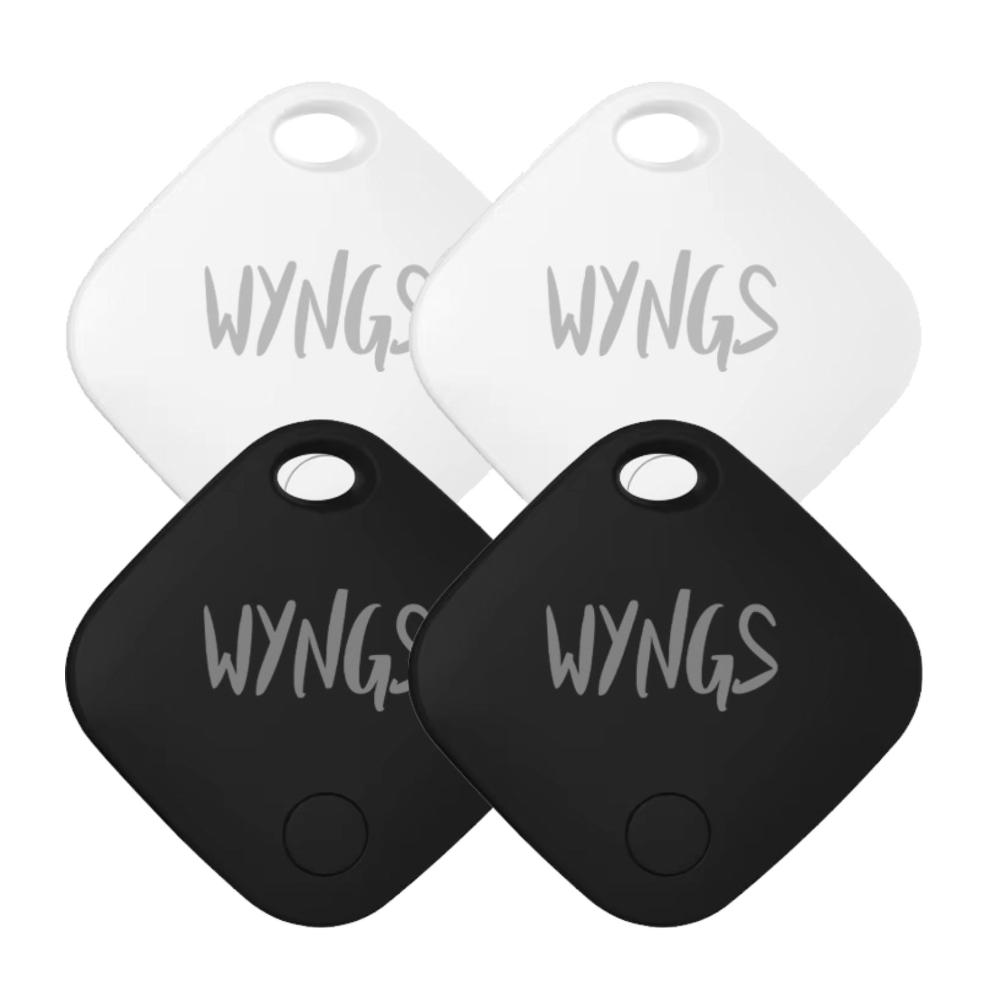 WYNGS Smart Air Tag, Schlüsselfinder (Nur mit iPhone kompatibel) - Schwarz/Weiß - 4er Set