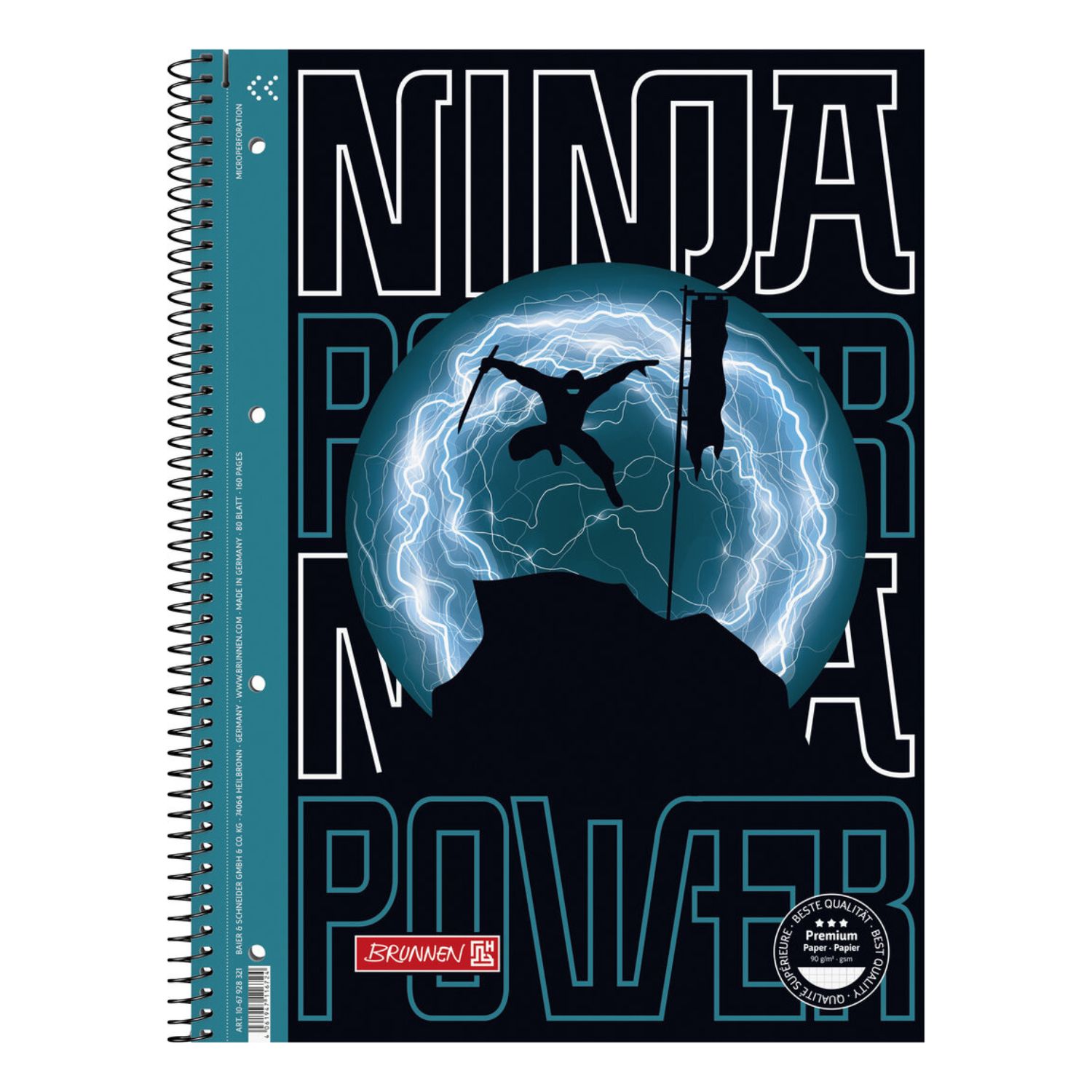 Brunnen Collegeblock mit Motiv A4, Lineatur 28, Ninja Power