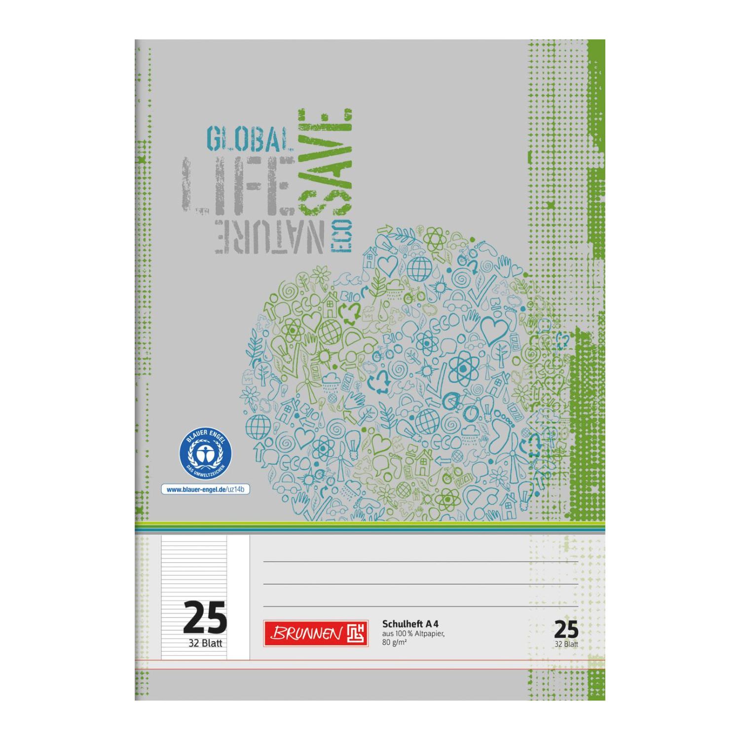 Brunnen Recycling Doppelheft A4, Lineatur 25