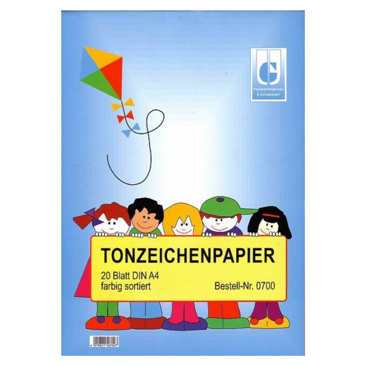 Uhlig Tonzeichenpapier A4 farbig, 20 Blatt