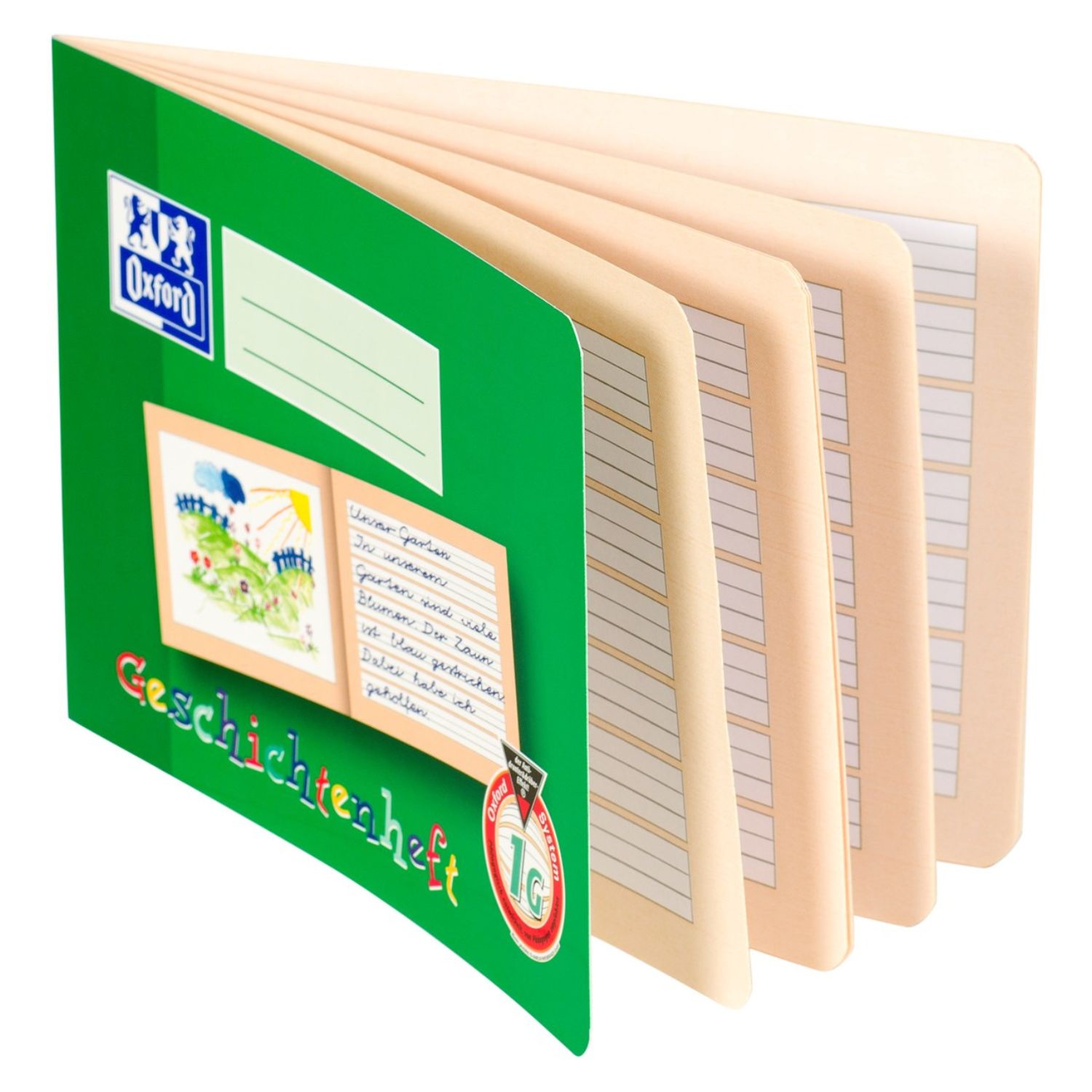 Oxford Geschichtenheft, A5 quer, 1G, 16, robuster, abwischbarer Deckel