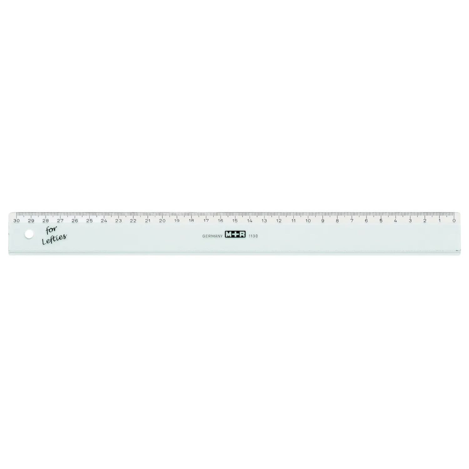 Möbius+Ruppert Linkshänder Lineal, 30 cm, Kunststoff transparent