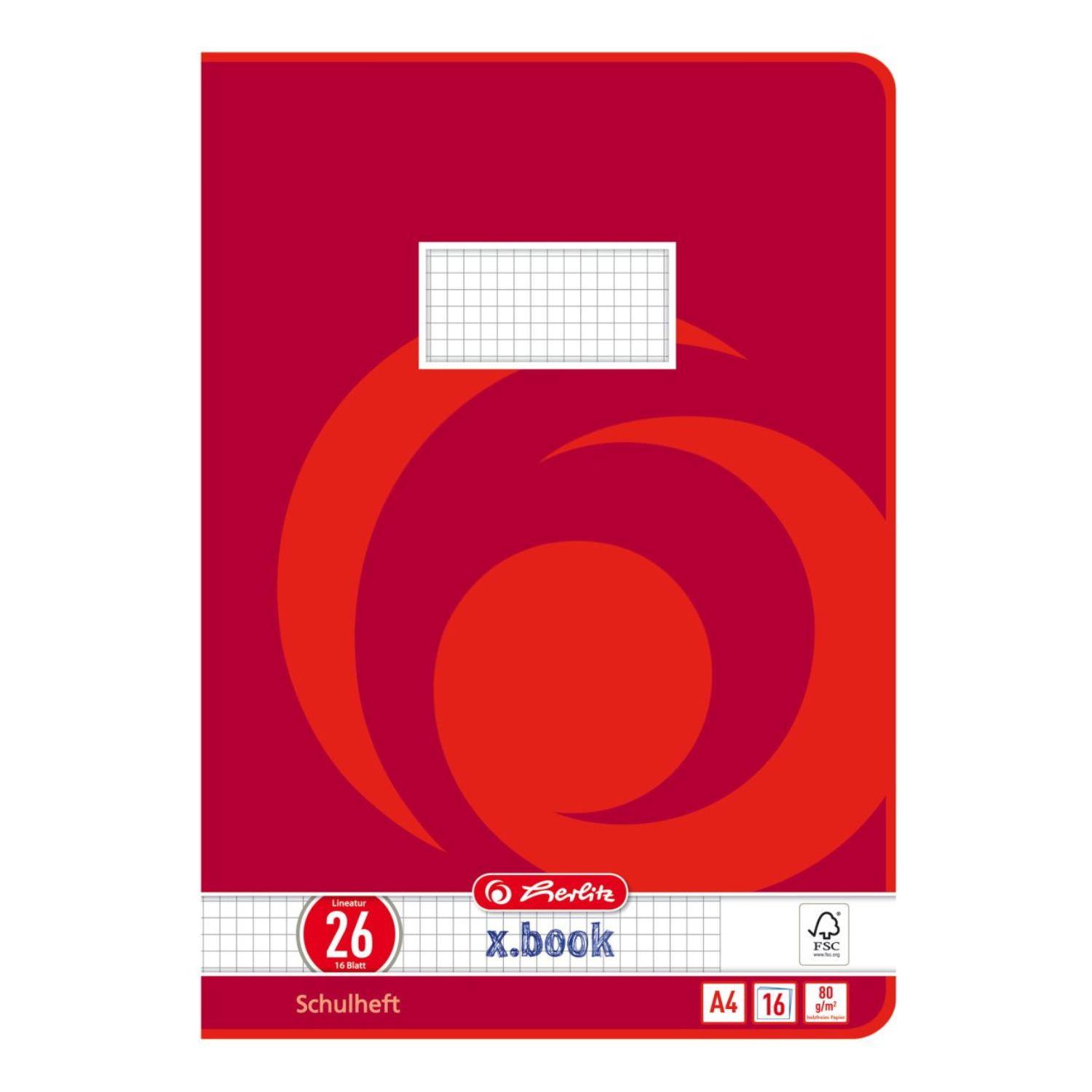 Herlitz Heft A4, Lineatur 26, kariert mit Rand