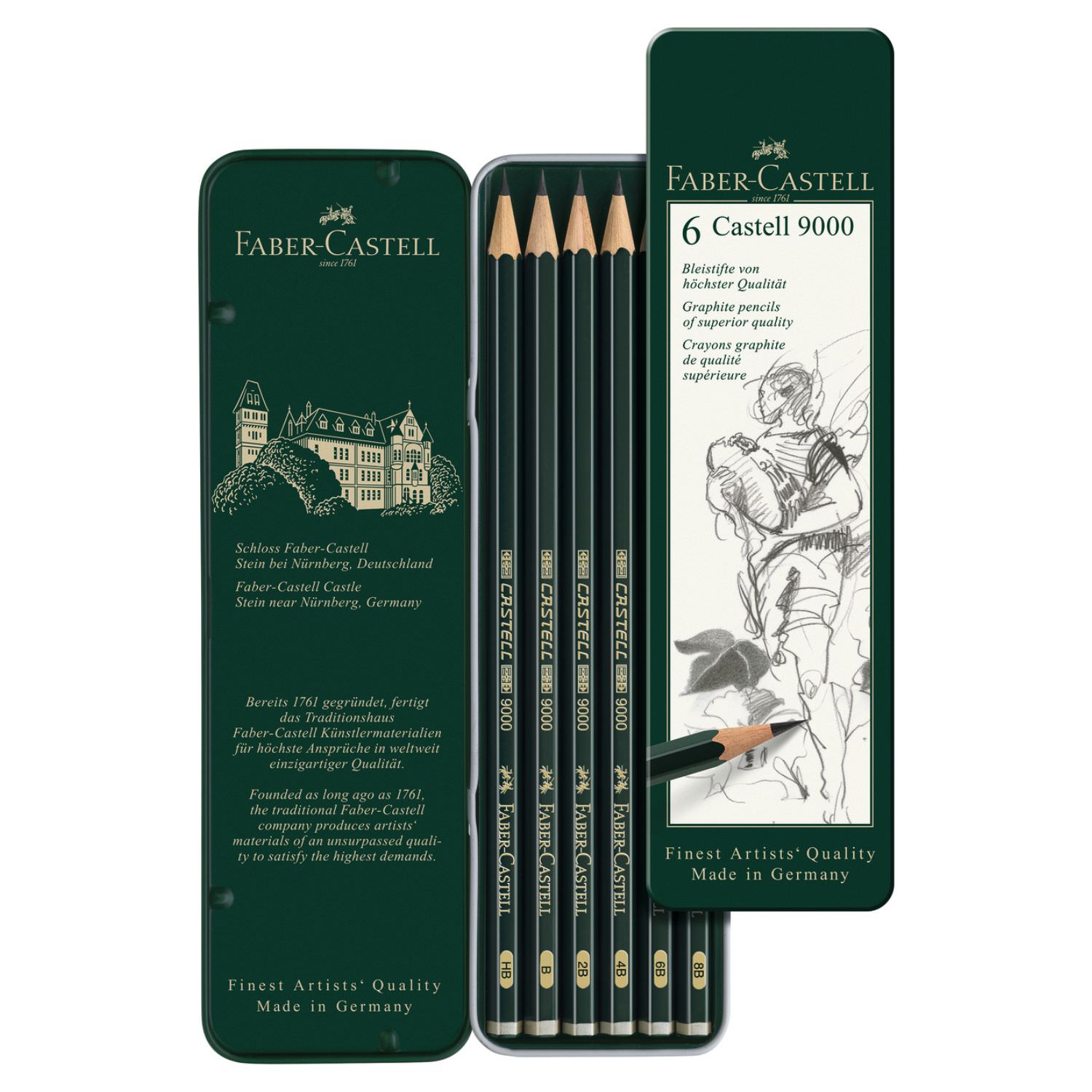 Faber-Castell Bleistift-Set 6er Etui, HB bis 8B