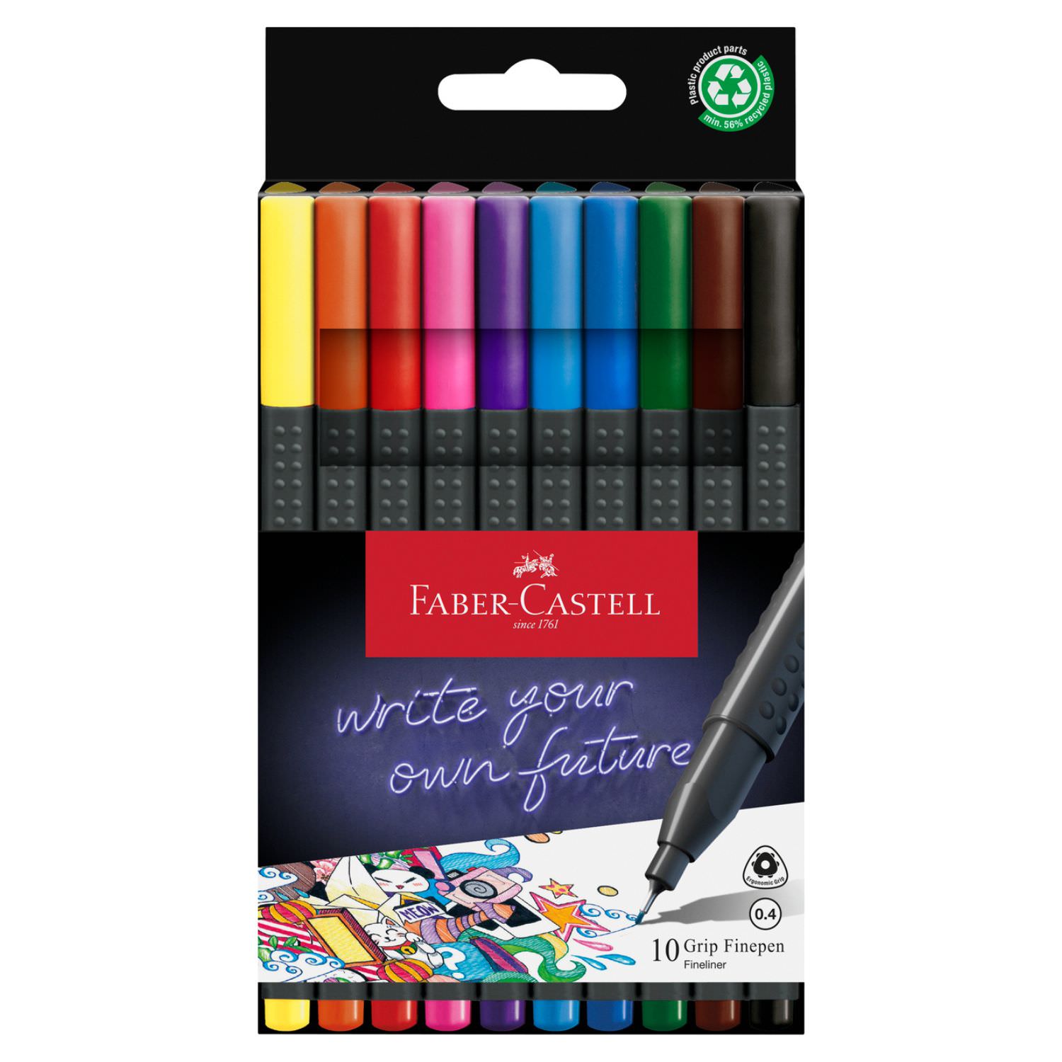 Faber-Castell Fineliner, Finepen Grip, 10er Pack