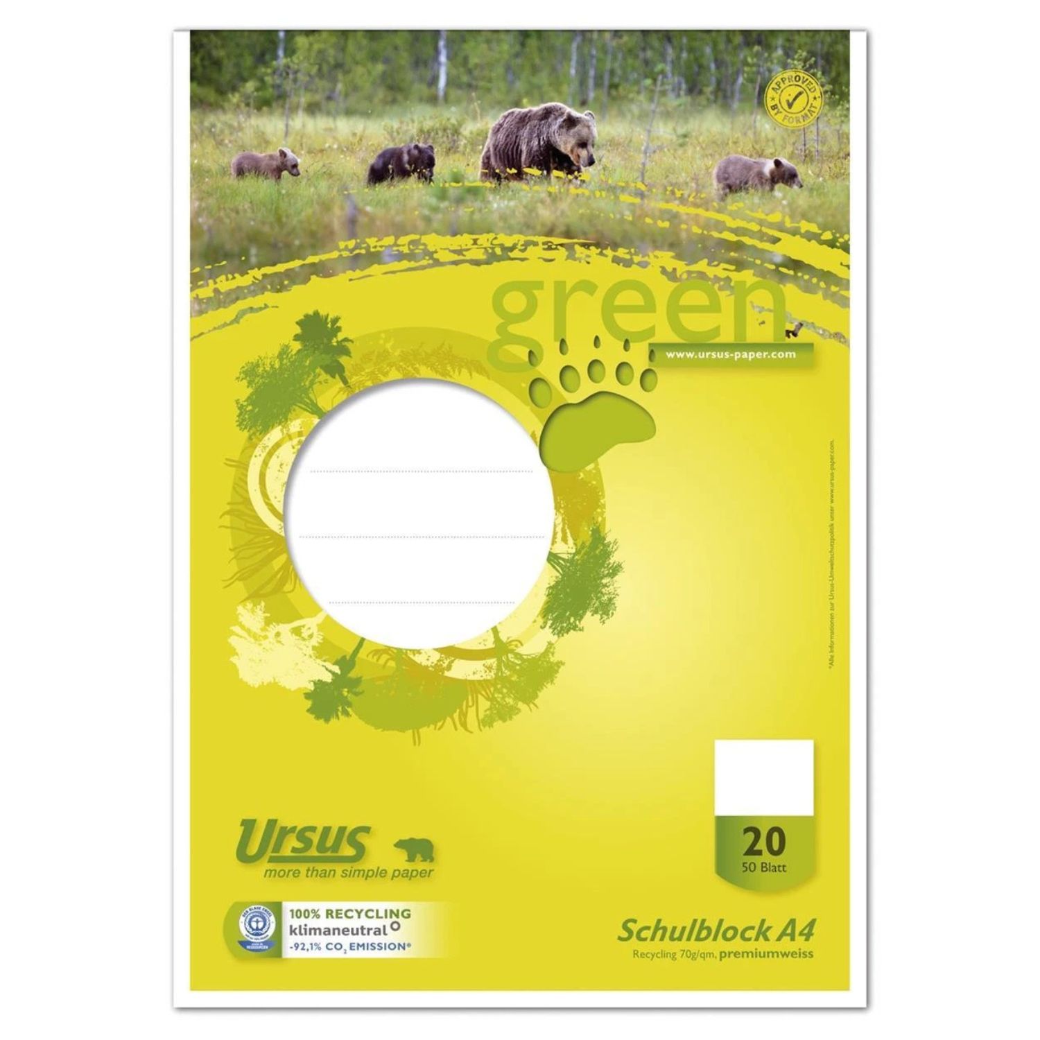 Staufen Schulblock Blauer Engel, Lineatur 20, DIN A4, gelocht