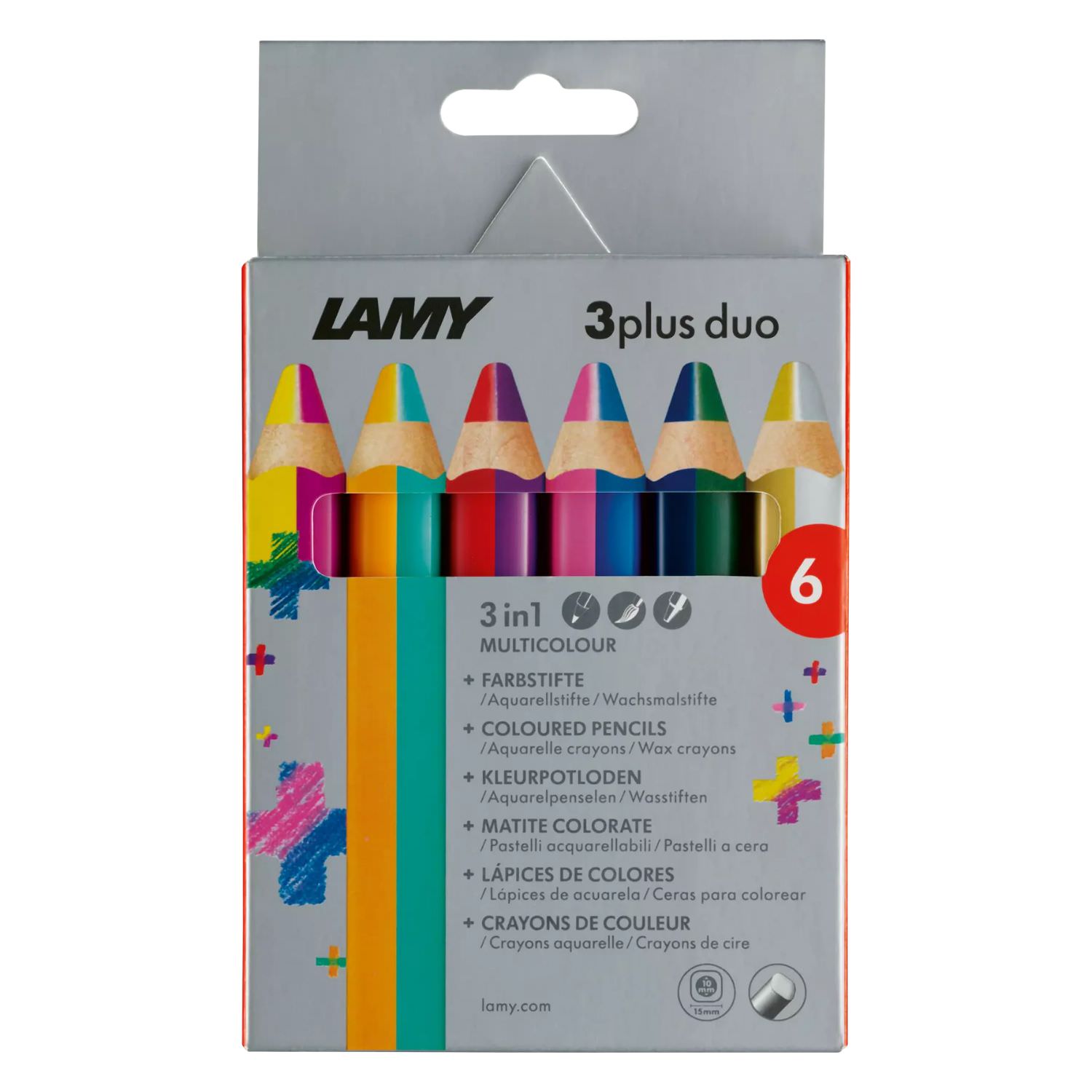 LAMY Farbstifte 3plus, 6er Faltschachtel duo