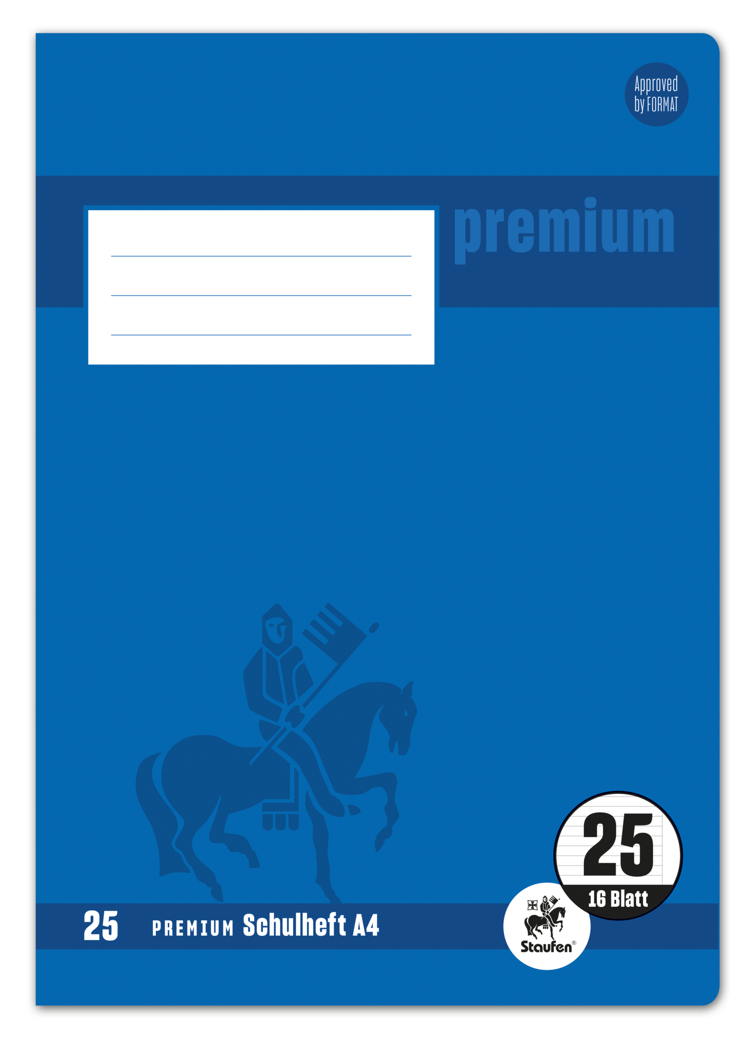 Staufen Premium Heft PREMIUM LIN 25 - A4, 16 Blatt, 90 g/qm, PREMIUM liniert mit Rand