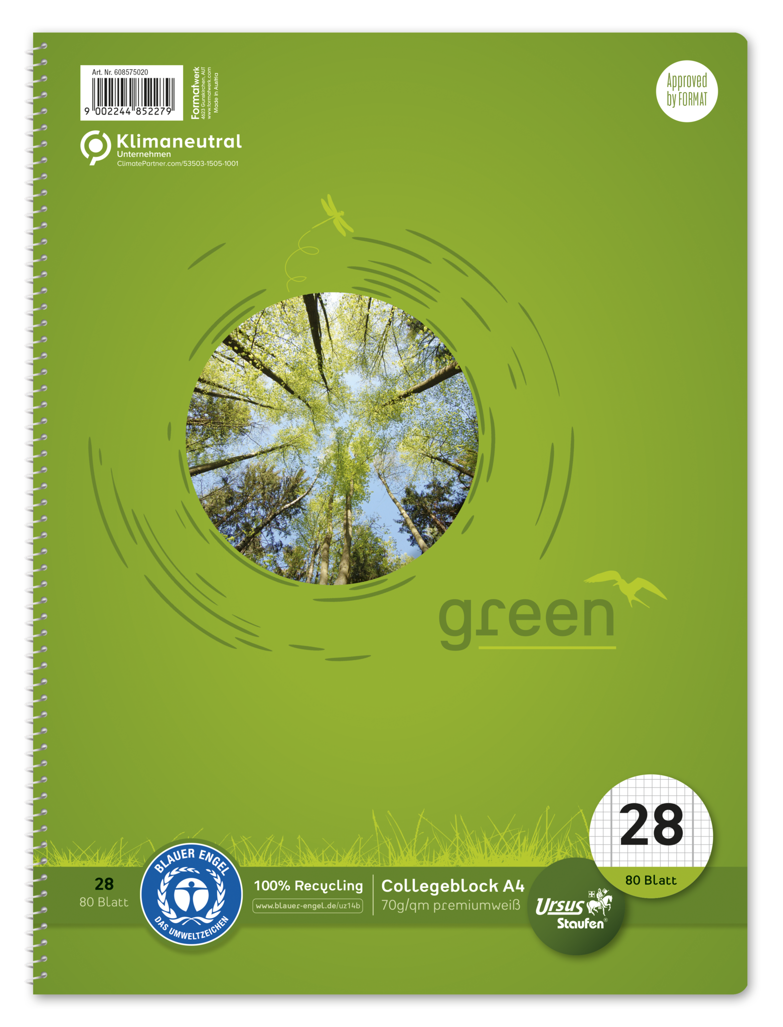 STAUFEN GREEN Collegeblock A4 80 Blatt - Lineatur 28