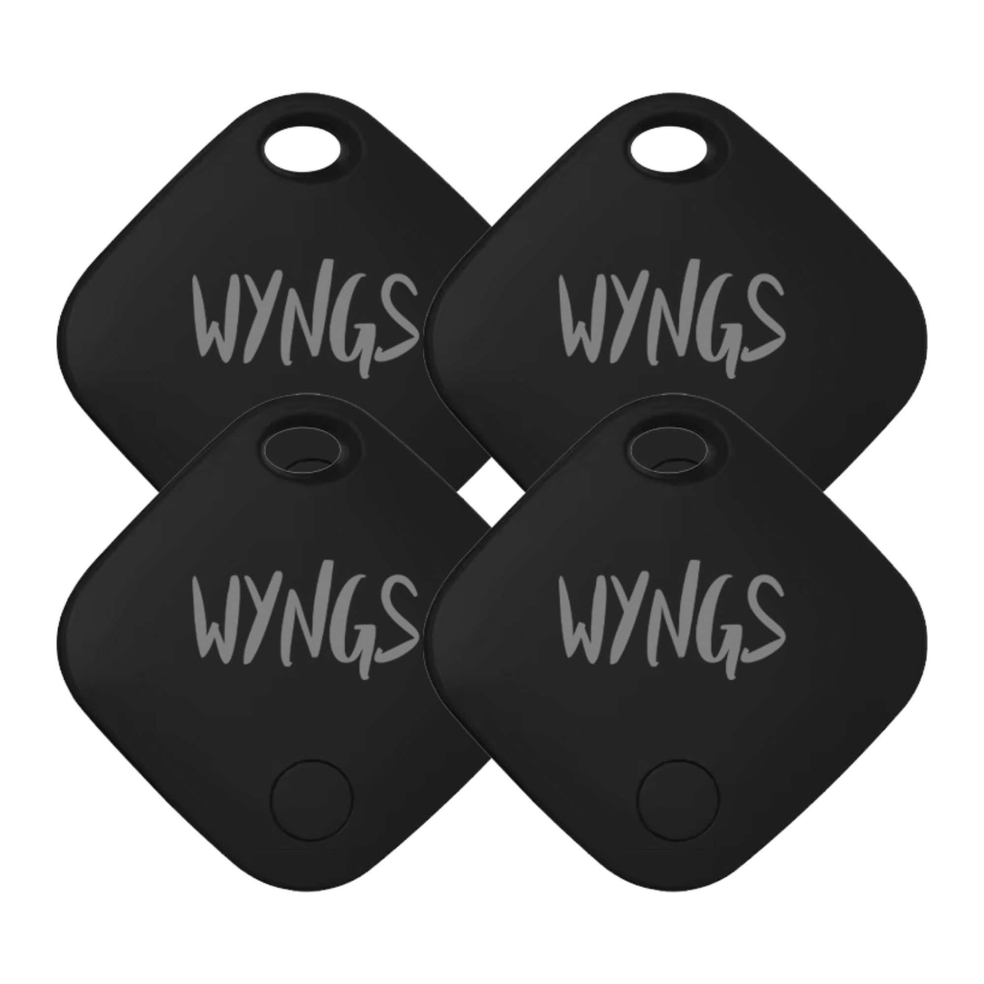 WYNGS Smart Air Tag, Schlüsselfinder (Nur mit iPhone kompatibel) - Schwarz - 4er Set