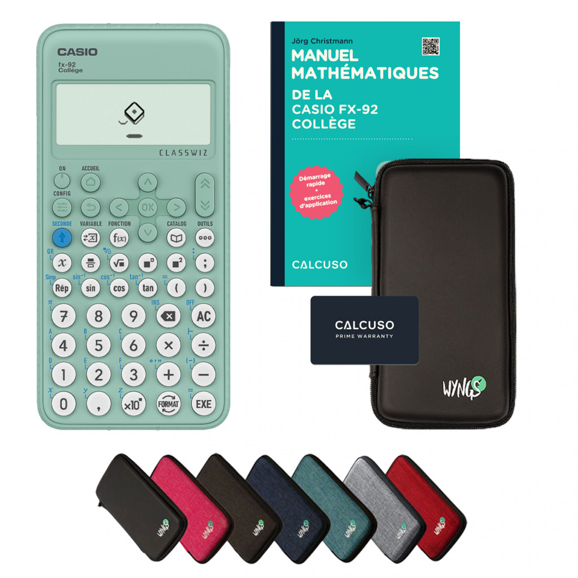 Casio fx-92 Collège inkl. Schutztasche  & Fachbuch (88 Seiten, DIN A5) – Wissenschaftlicher Rechner  – Smart Set