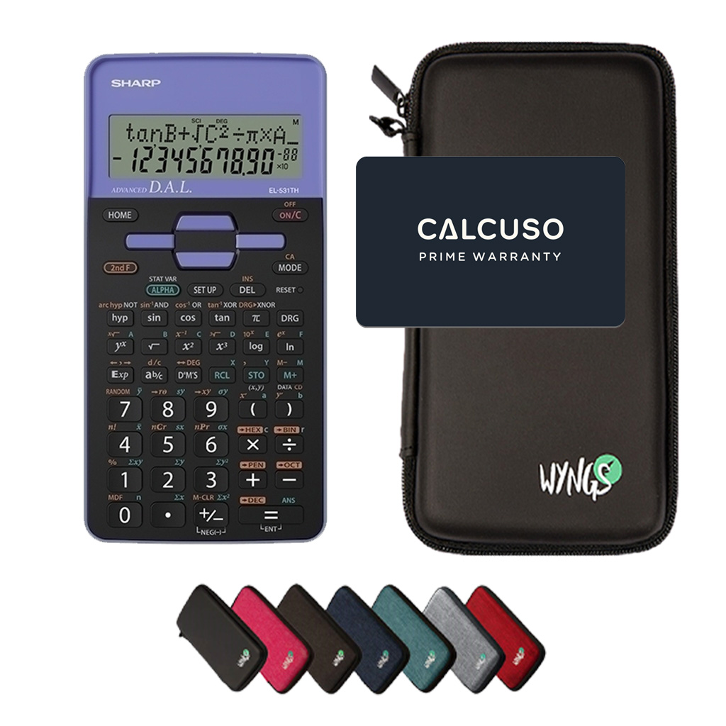 CALCUSO Sparpaket mit Taschenrechner Sharp EL-531TH Violet