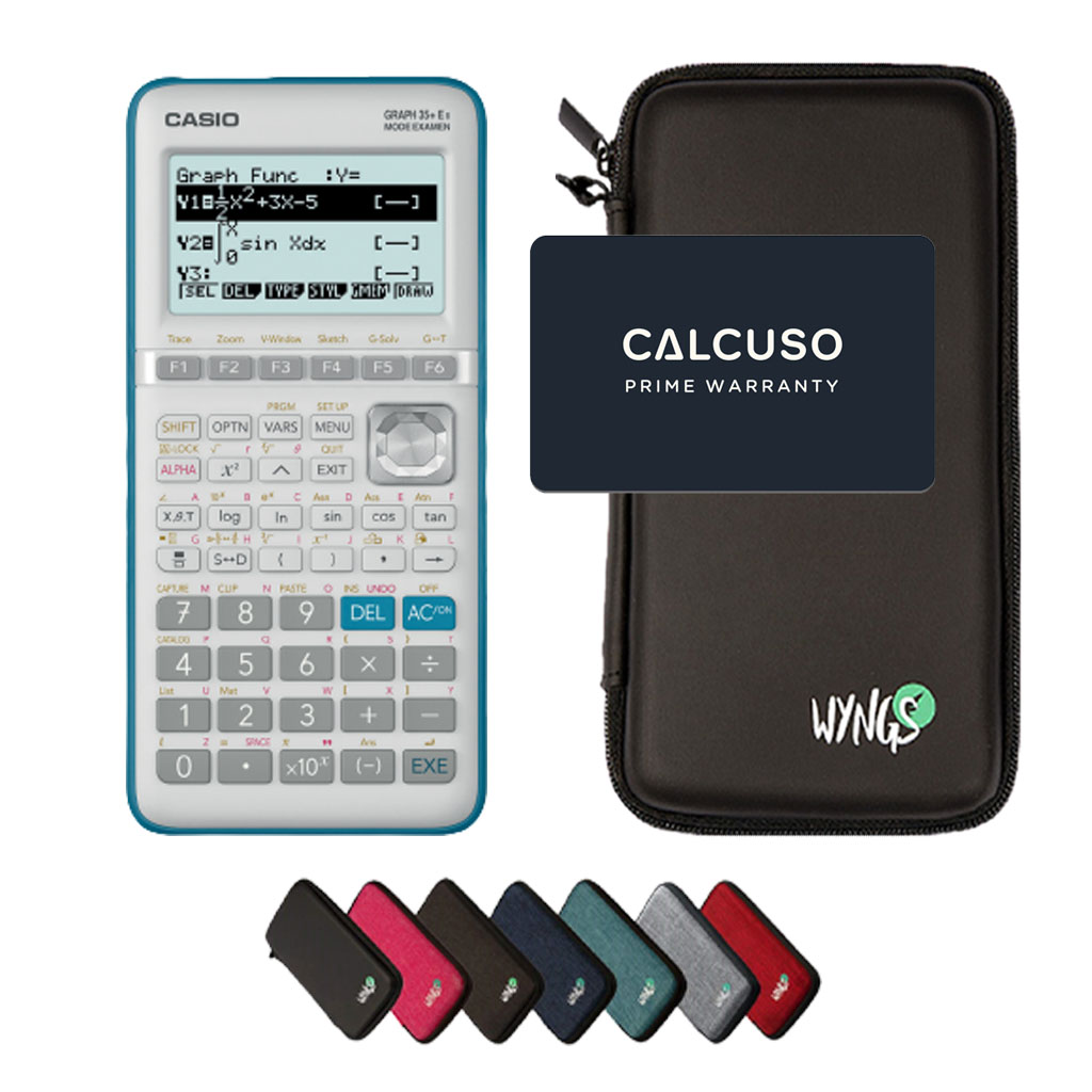 Casio Graph 35+E II avec Housse de Protection WYNGS incluse - Calculatrice Graphique - Pack de Base