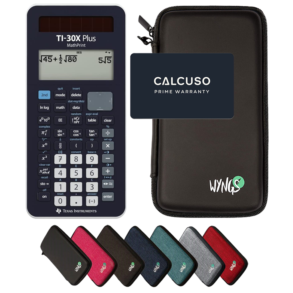 TI-30X Plus MathPrint avec Housse de Protection WYNGS incluse - Calculatrice Scientifique - Pack de Base