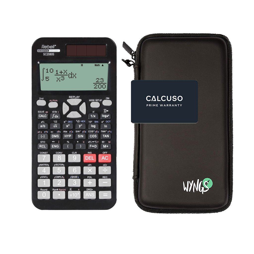 Rebell SC2080S avec Housse de Protection WYNGS incluse Noir - Calculatrice Scientifique - Pack de Base