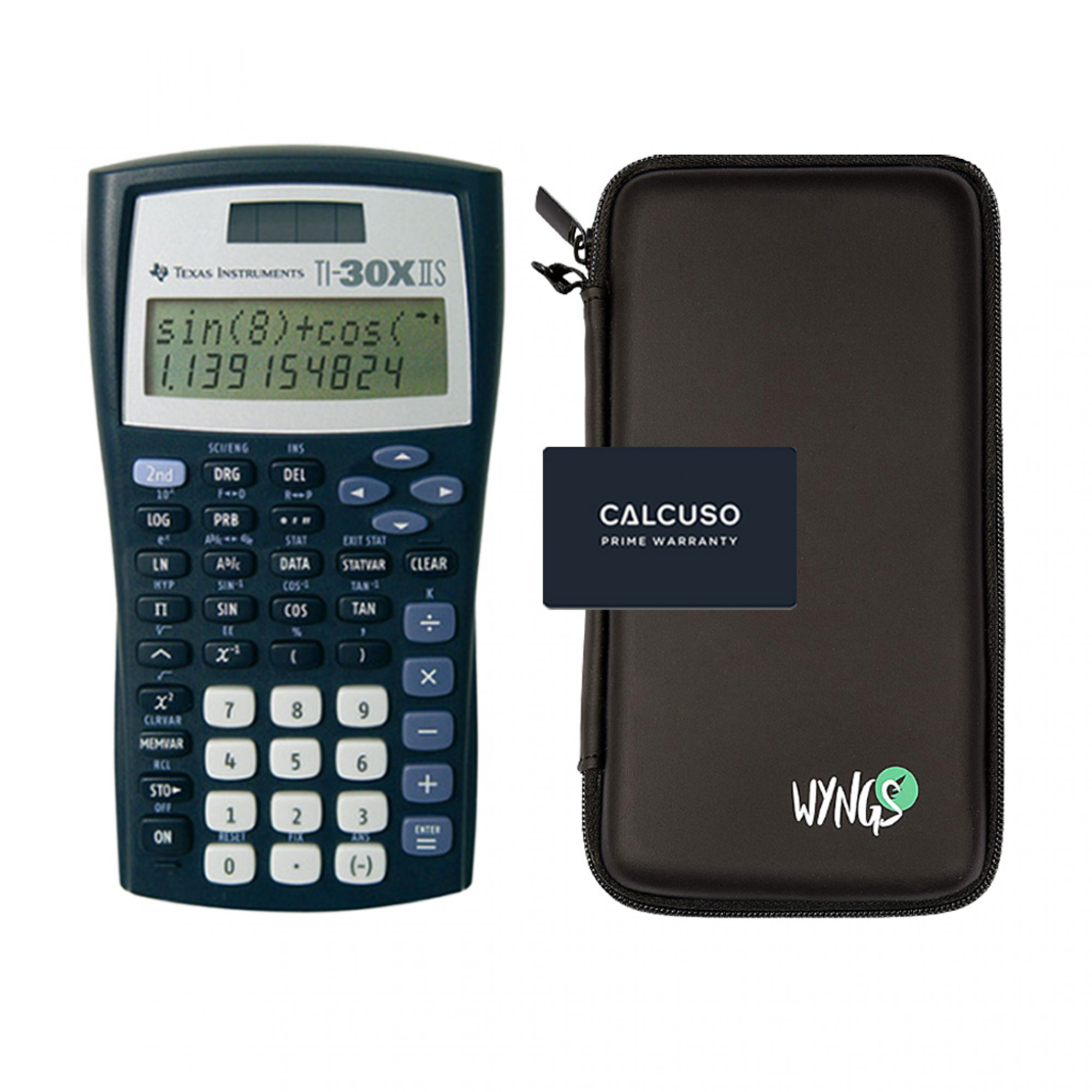 TI-30XIIS avec Housse de Protection WYNGS incluse - Calculatrice Scientifique - Pack de Base
