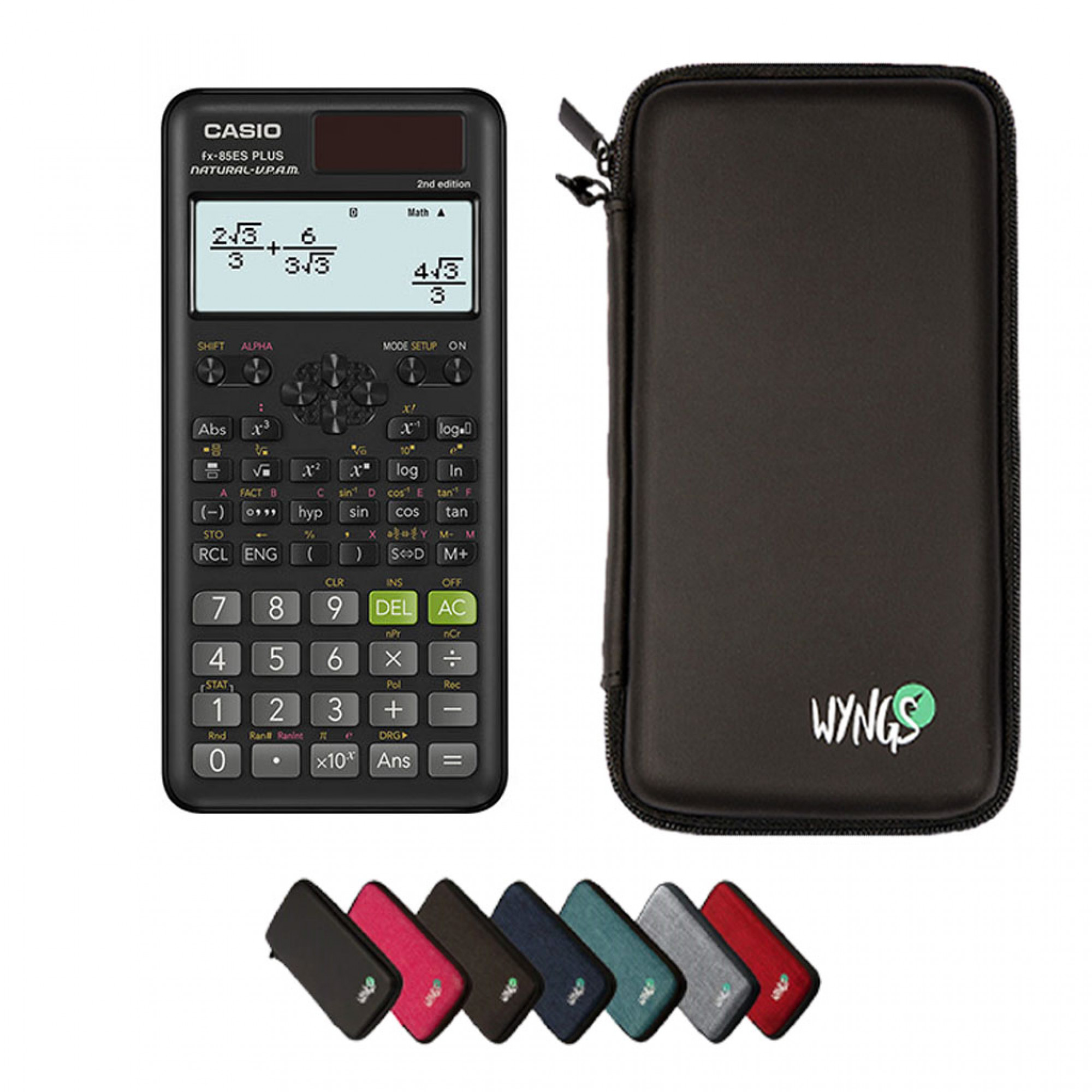 Casio fx-85ES Plus 2nd edition avec Housse de Protection WYNGS incluse - Calculatrice Scientifique - Pack de Base