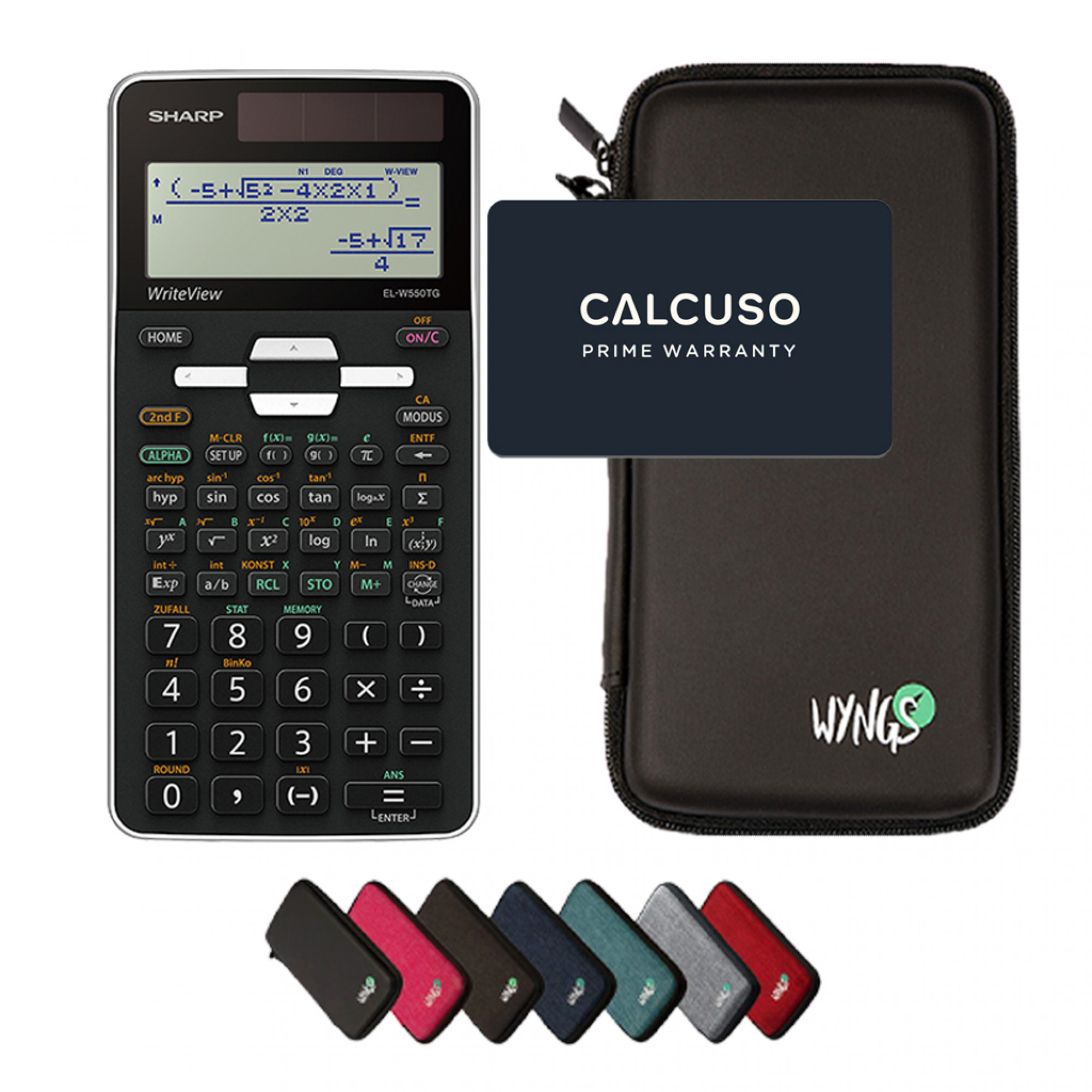 Sharp EL-W550TG avec Housse de Protection WYNGS incluse - Calculatrice Scientifique - Pack de Base