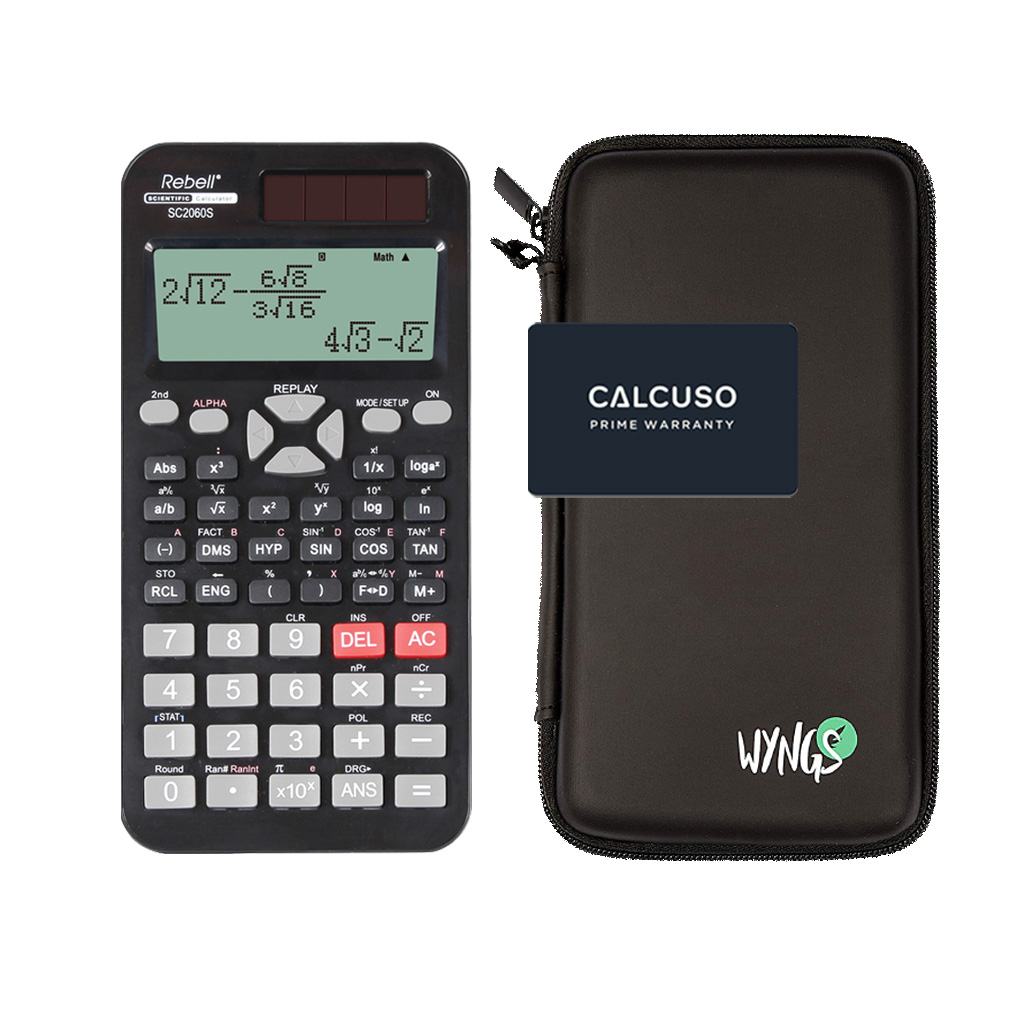 Rebell SC2060S avec Housse de Protection WYNGS incluse - Calculatrice Scientifique - Pack de Base
