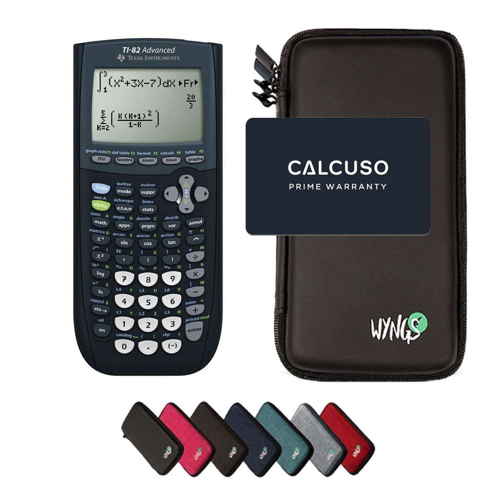 TI-82 Advanced avec Housse de Protection WYNGS incluse Noir - Calculatrice Graphique - Pack de Base
