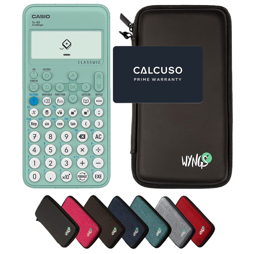 Casio fx-92 Collège avec Housse de Protection WYNGS incluse - Calculatrice Scientifique - Pack de Base