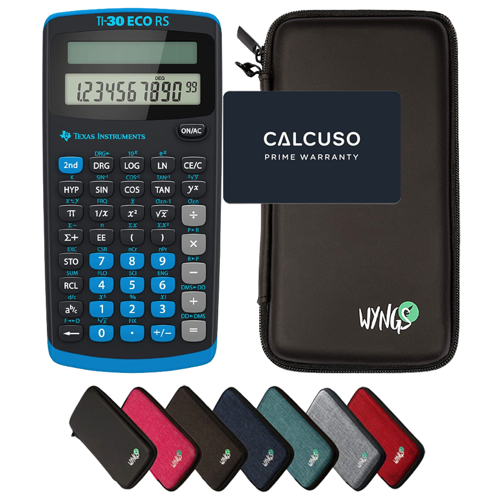TI-30 ECO RS avec Housse de Protection WYNGS incluse - Calculatrice Scientifique - Pack de Base