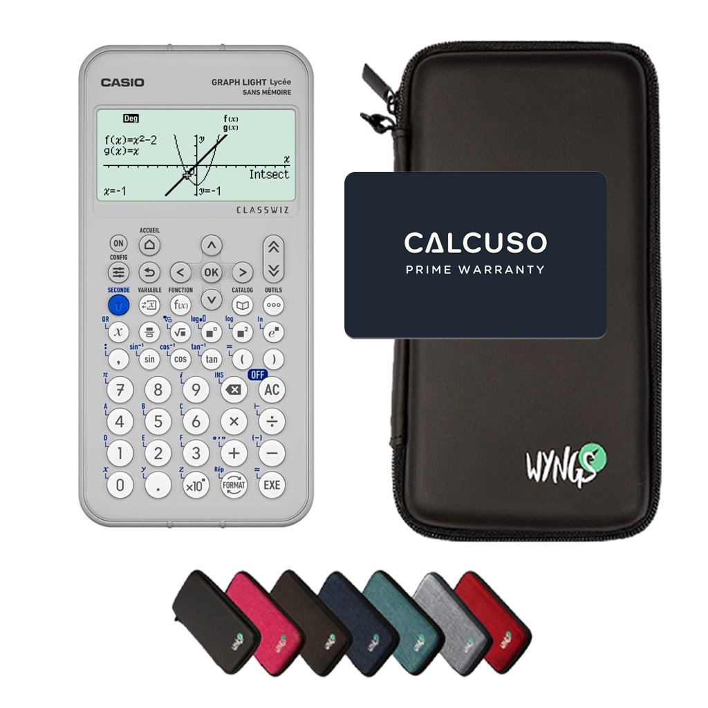 Casio Graph Light avec Housse de Protection WYNGS incluse - Calculatrice Graphique - Pack de Base
