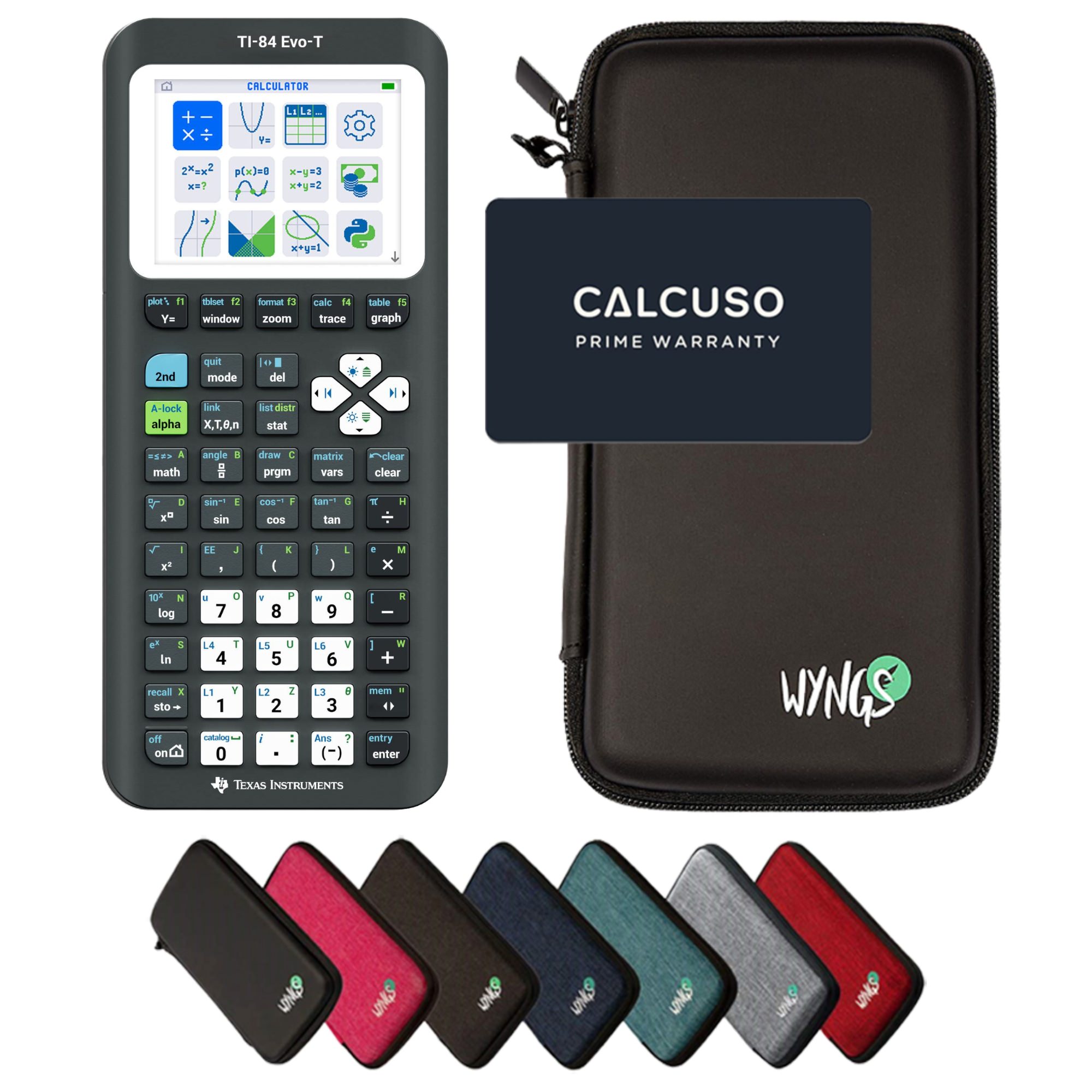 TI-84 Evo-T avec Housse de Protection WYNGS incluse - Calculatrice Graphique - Pack de Base