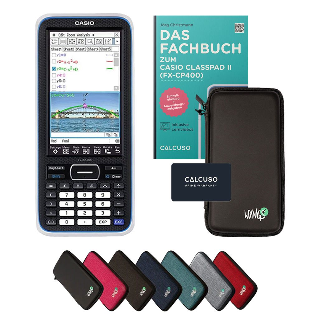Casio Classpad II (fx-CP400) avec housse de protection Noir et manuel (176 pages, 17x24cm) – Calculatrice graphique – Smart Set