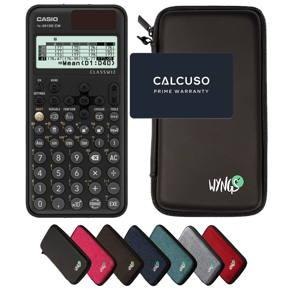 Casio fx-991DE CW ClassWiz avec Housse de Protection WYNGS incluse - Calculatrice Scientifique - Pack de Base