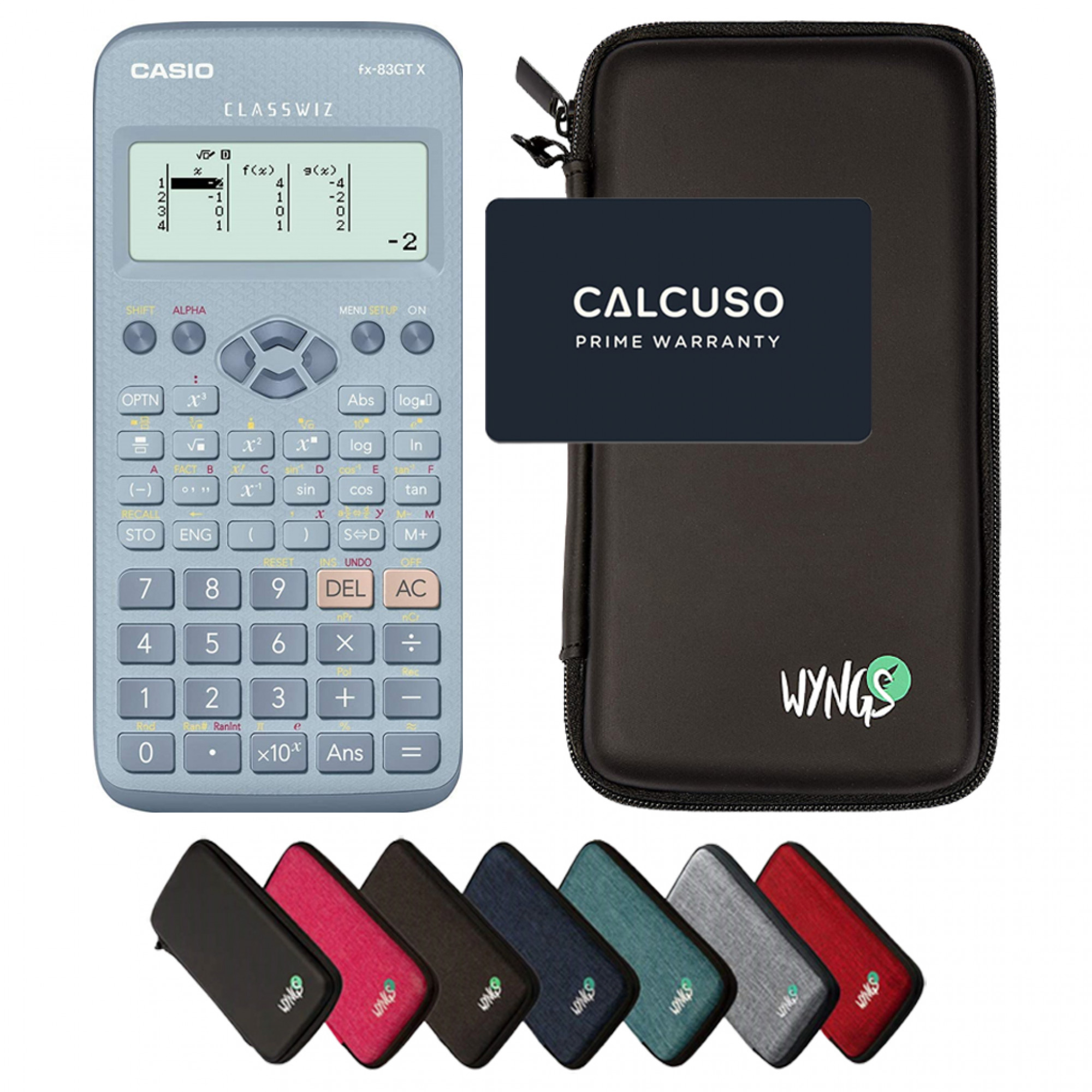 Casio fx-83GT X Blu con Custodia Protettiva WYNGS inclusa - Calcolatrice Scientifica - Pacchetto Base