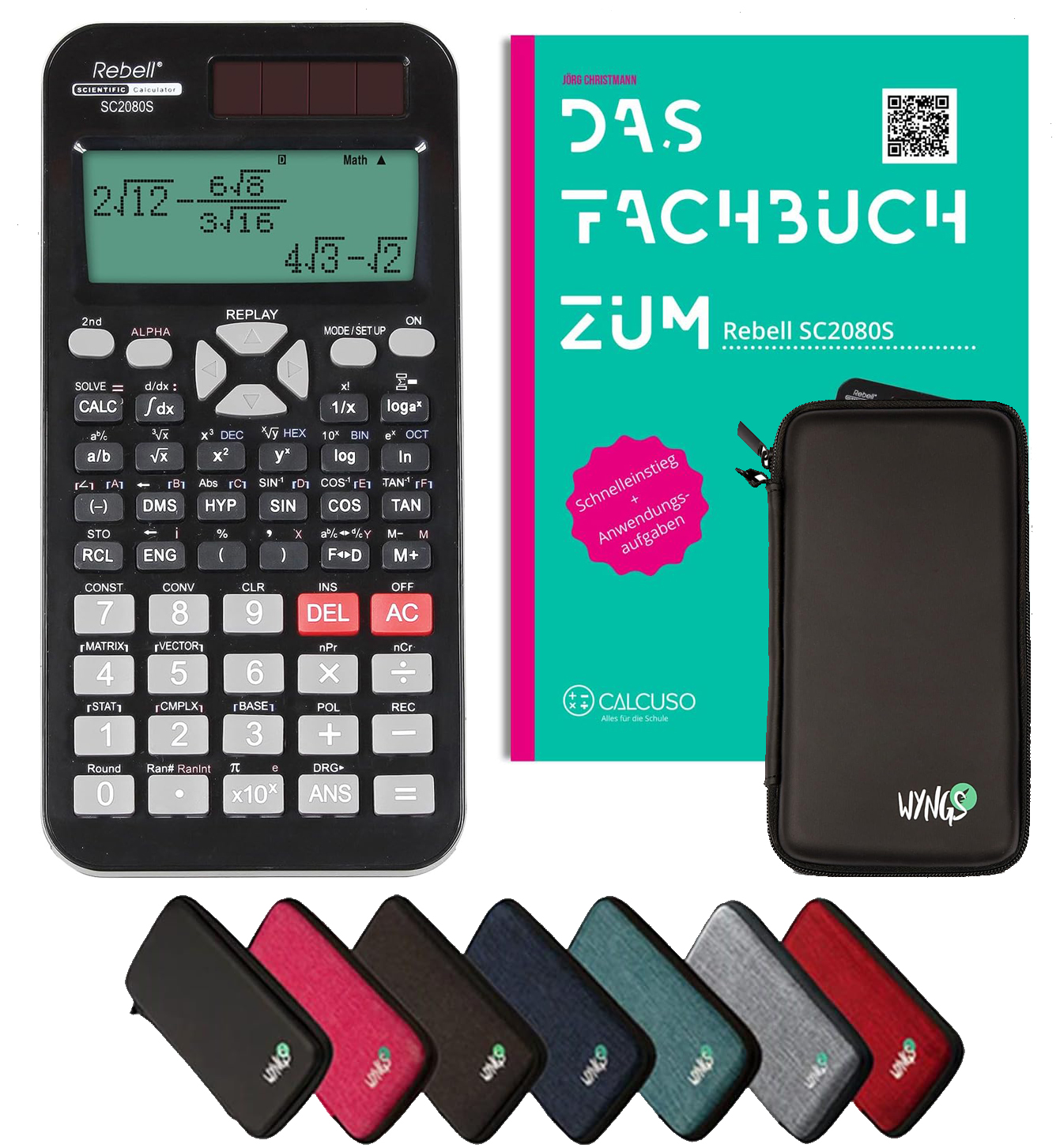 Rebell SC2080S con custodia protettiva Nero e manuale (56 pagine, DIN A5) – Calcolatrice scientifica – Smart Set